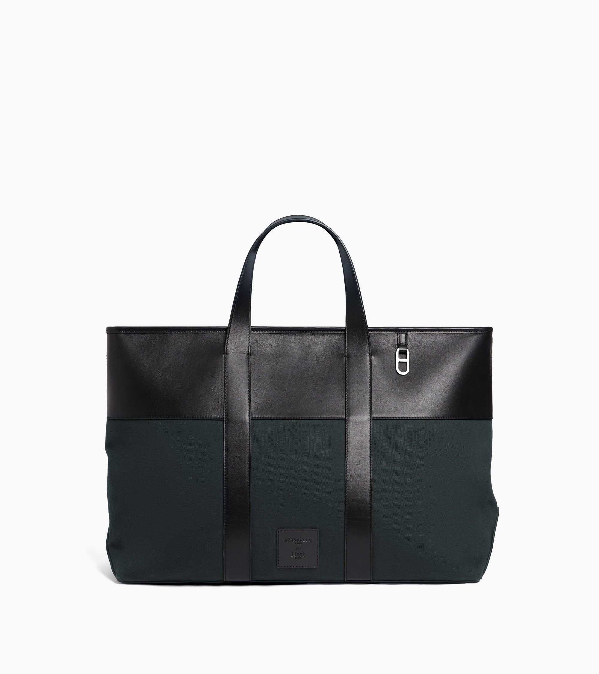 Sac cabas porté main Le Tanneur x HAST en cuir lisse et toile coton