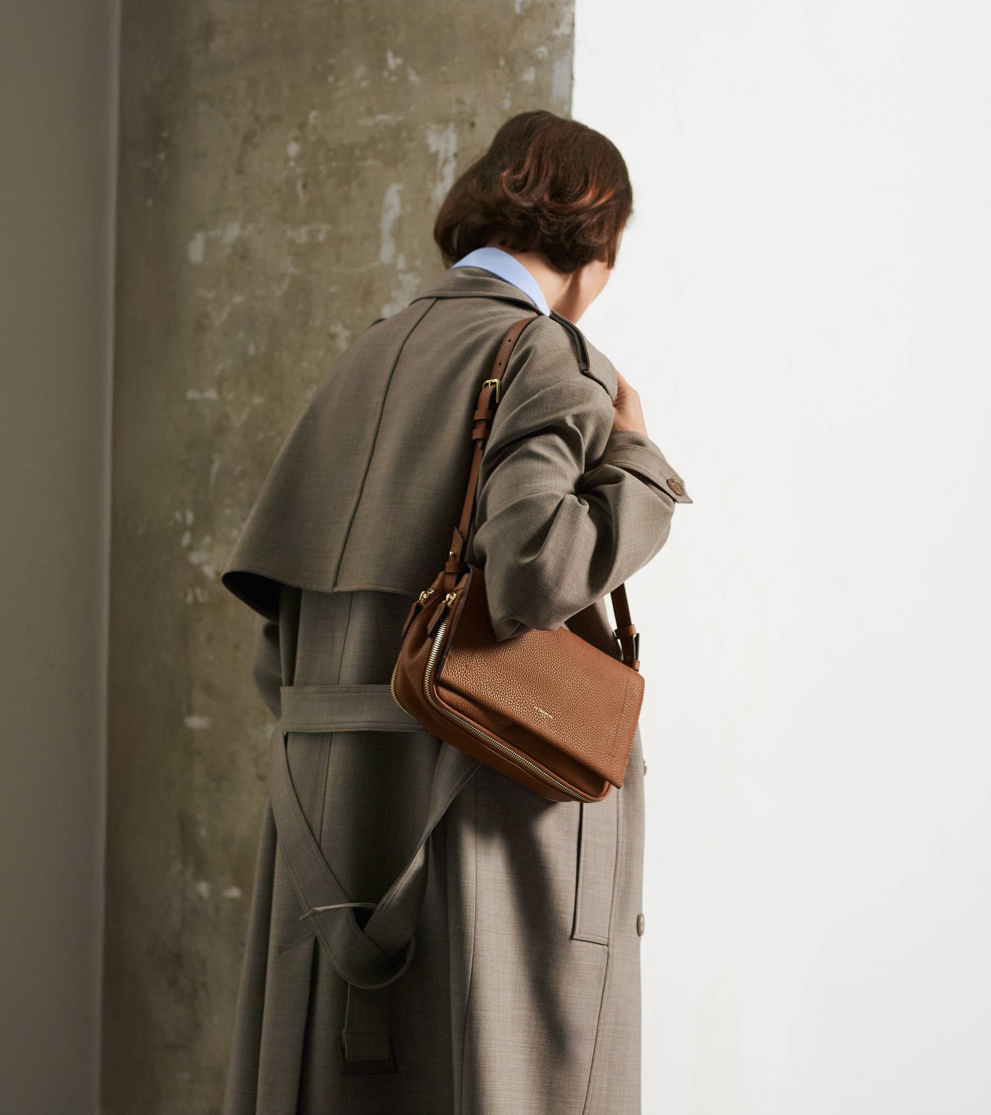 Bolso bandolera pequeño Aurore de cuero granulado