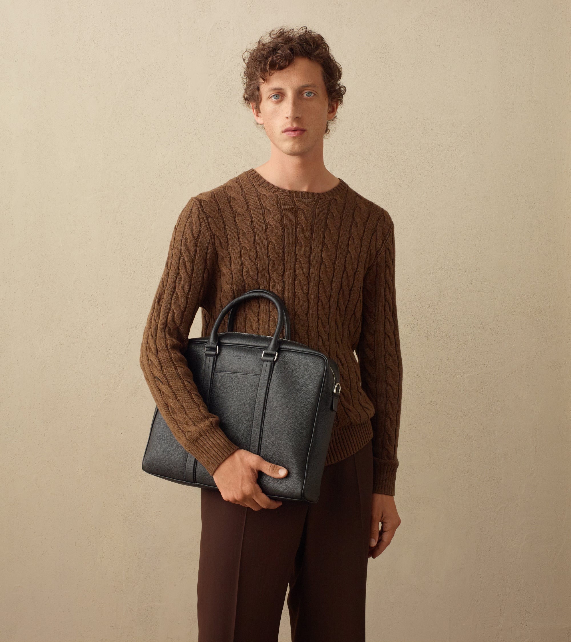 15" Charles Aktentasche aus genarbtem Leder kleines Modell