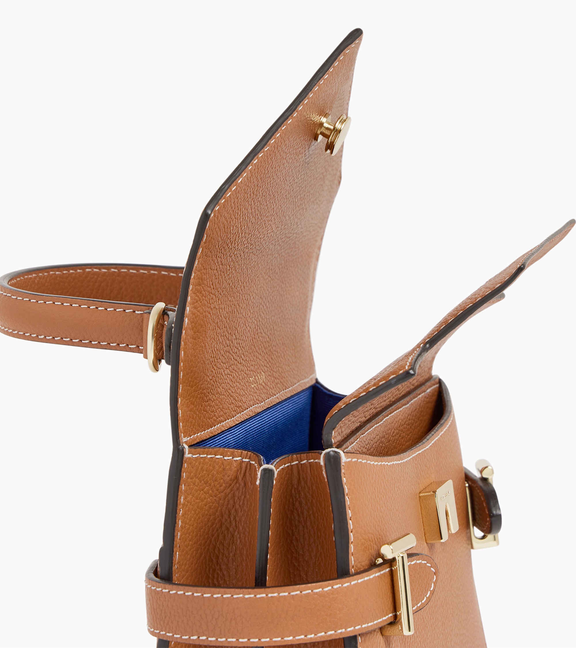 Bolso de mano pequeño Emilie de piel texturizada con doble solapa