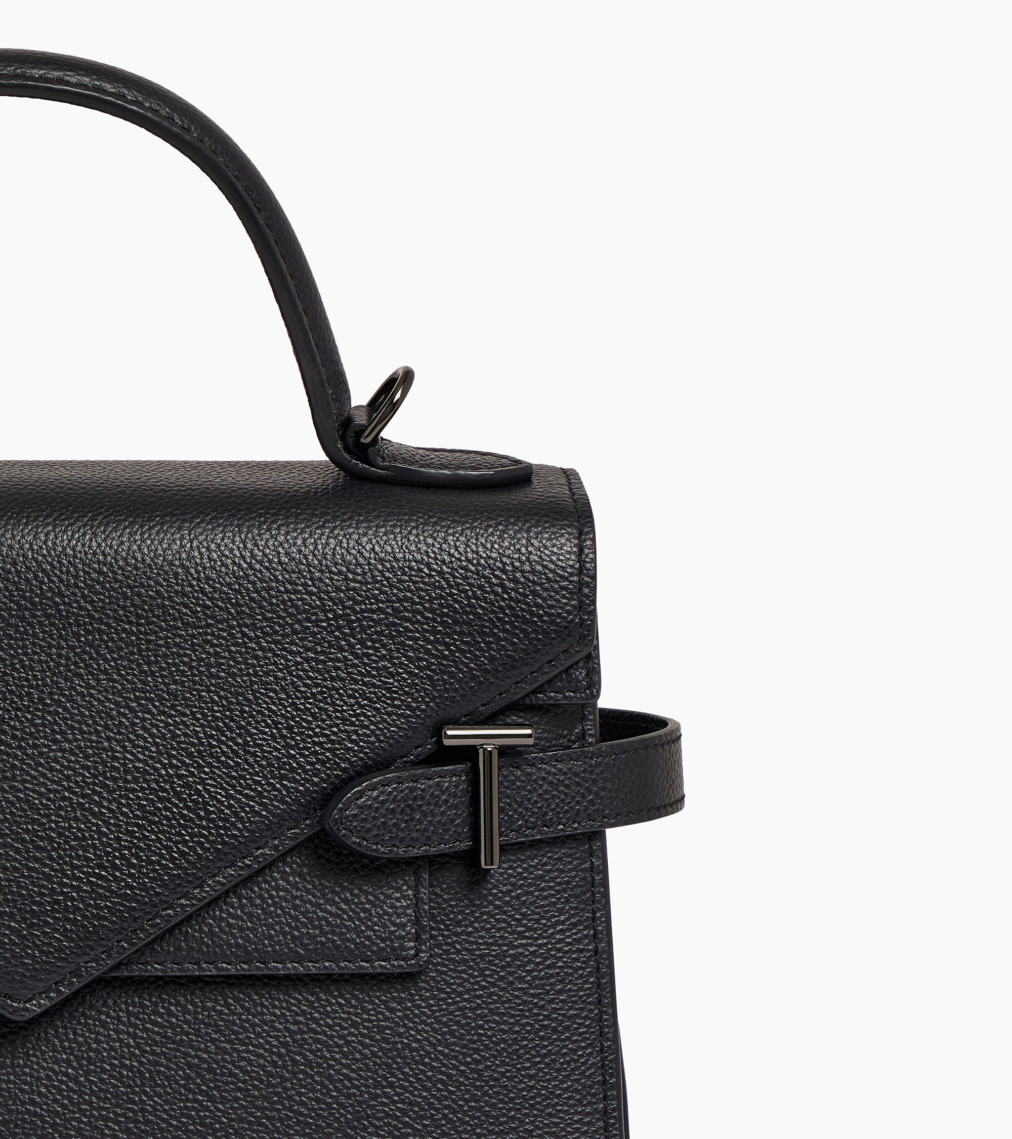 Mittelgroße Handtasche Emilie aus genarbtem Leder mit Doppelklappe