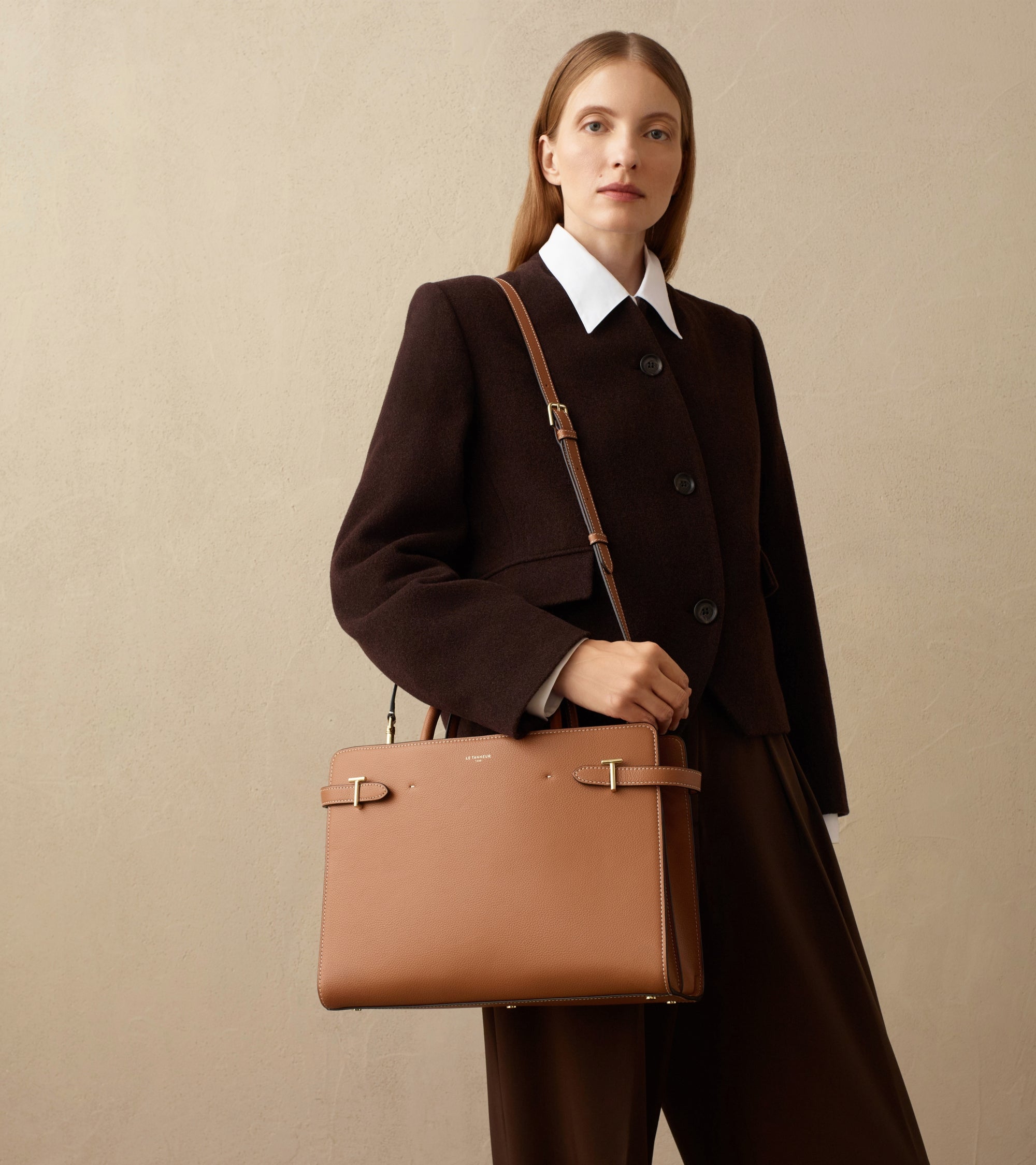 Bolso de mano grande Emilie de piel texturizada