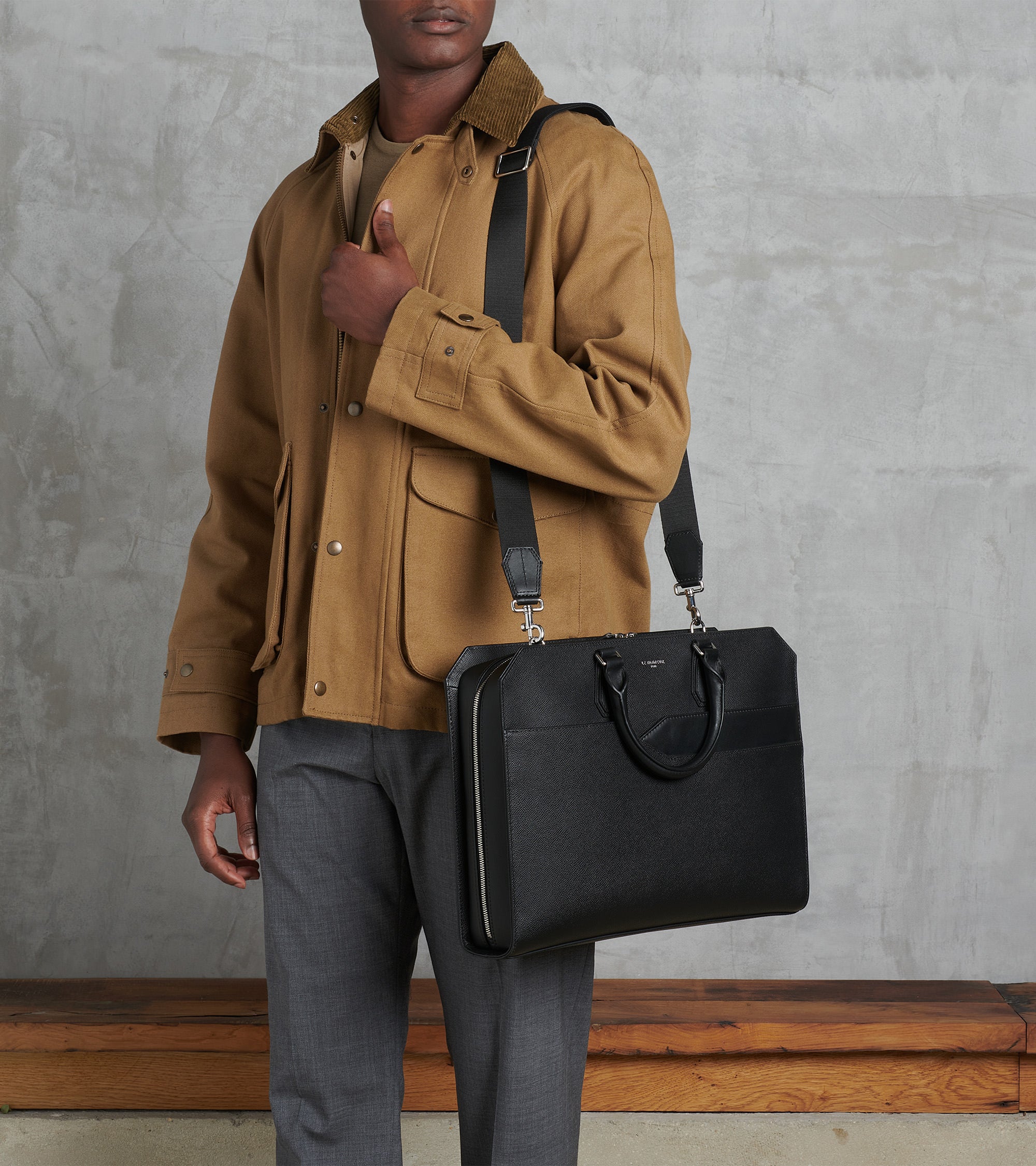 Aktentasche Gaston aus genarbtem Kreuzleder 15-Zoll