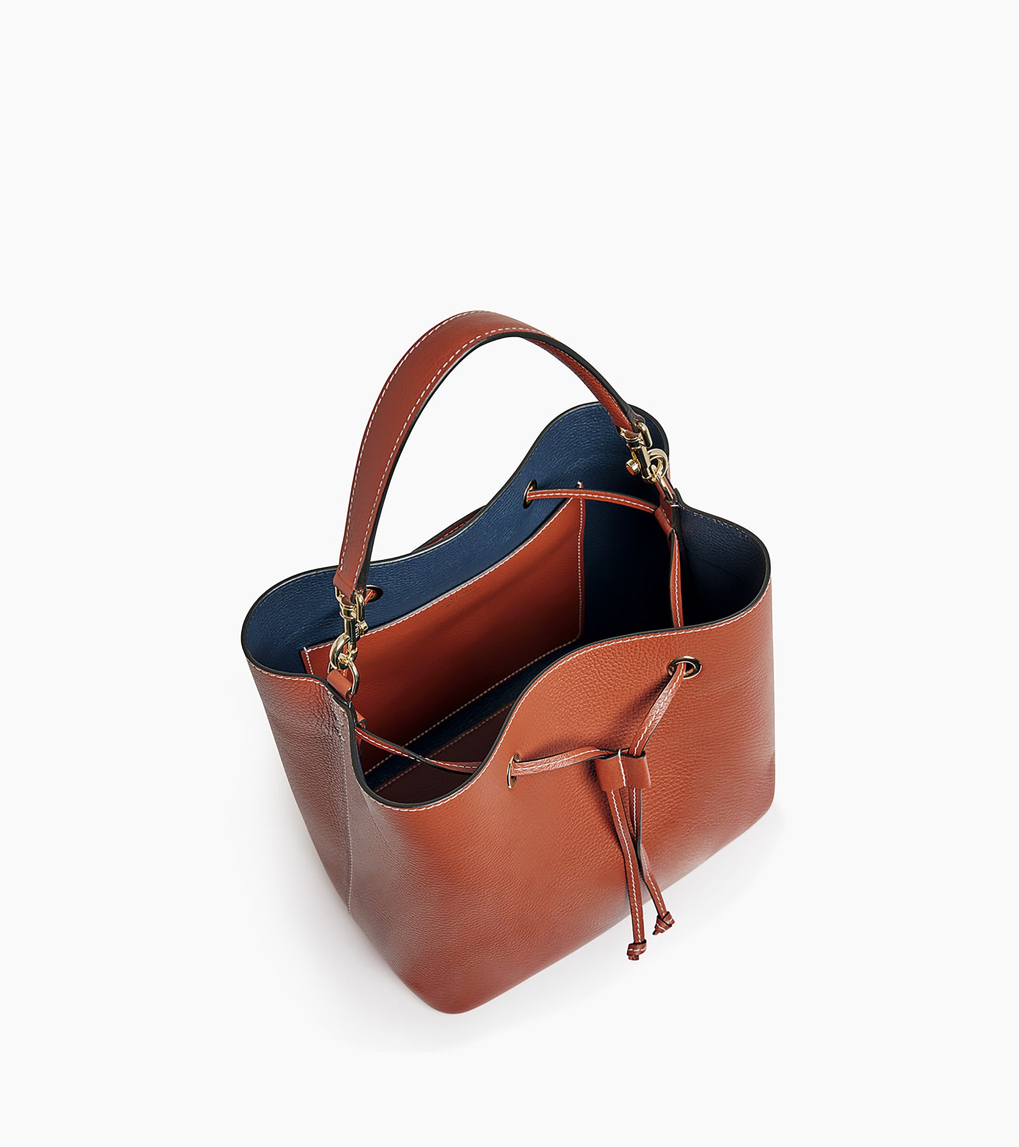 Große Bucket Bag Louise aus genarbtem Leder