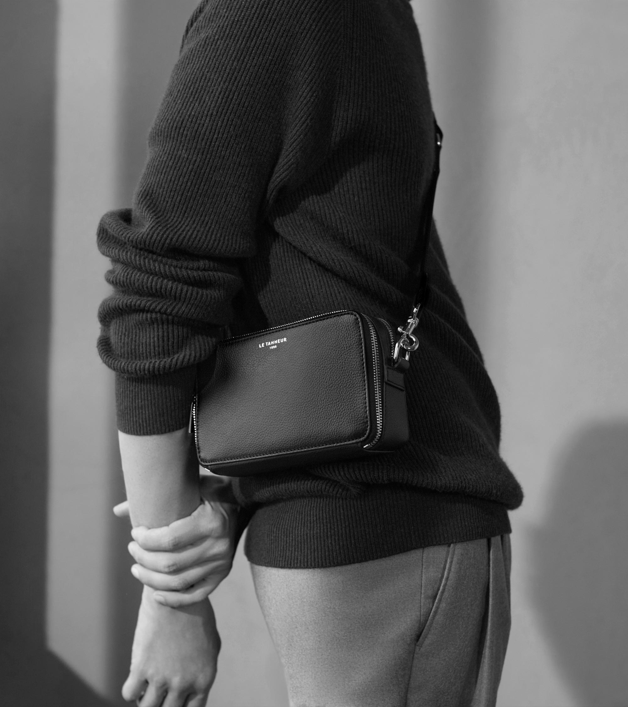 Petite sacoche 2 compartiments Emile en cuir grainé