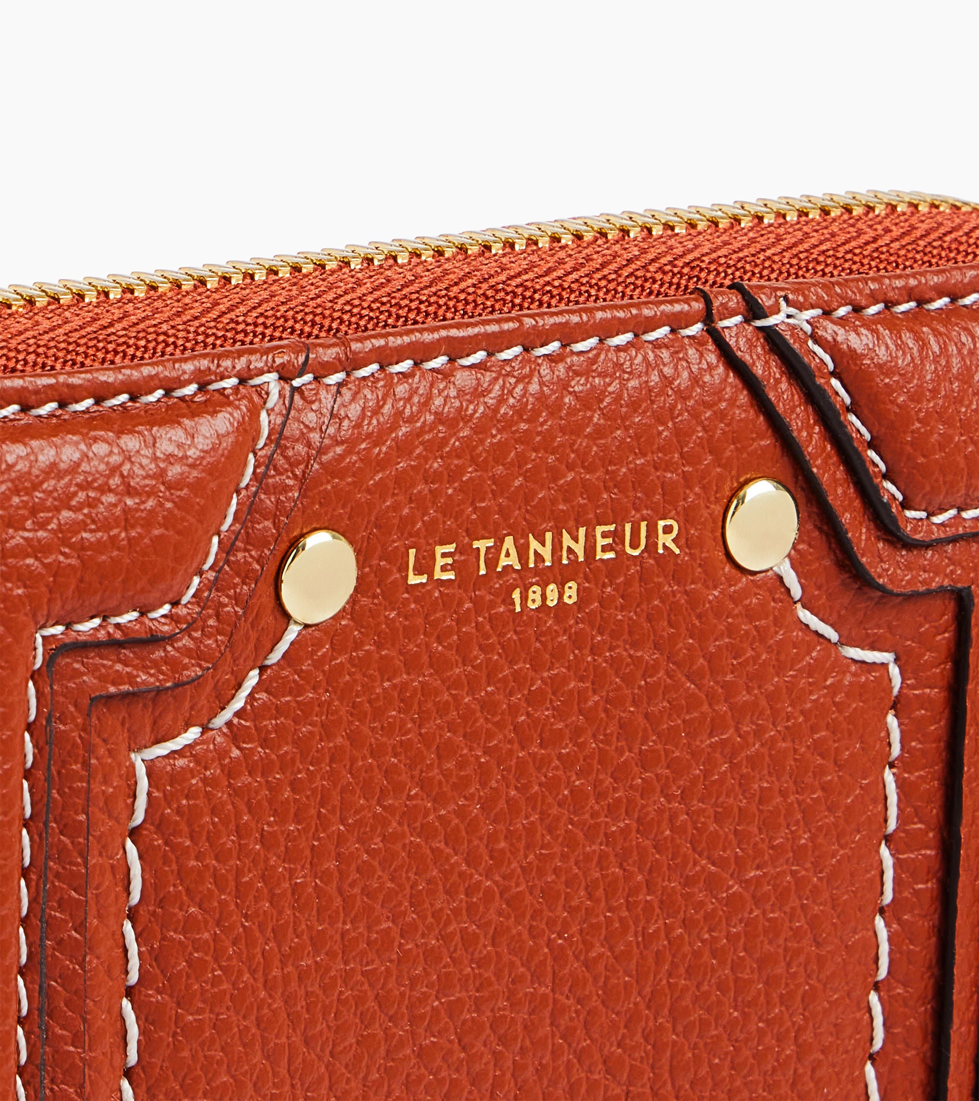 Mahagonifarben Kartenetui Ella aus genarbtem Leder mit Reißverschluss