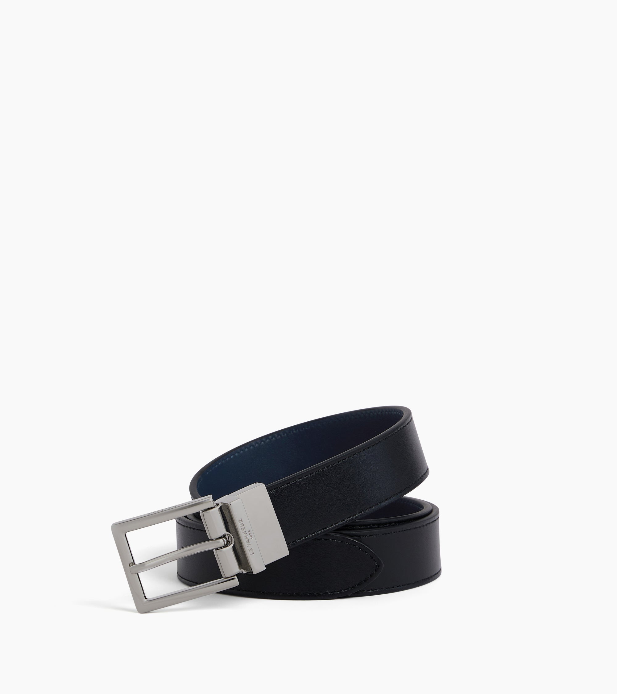 Ceinture réversible homme avec boucle rectangle en cuir lisse