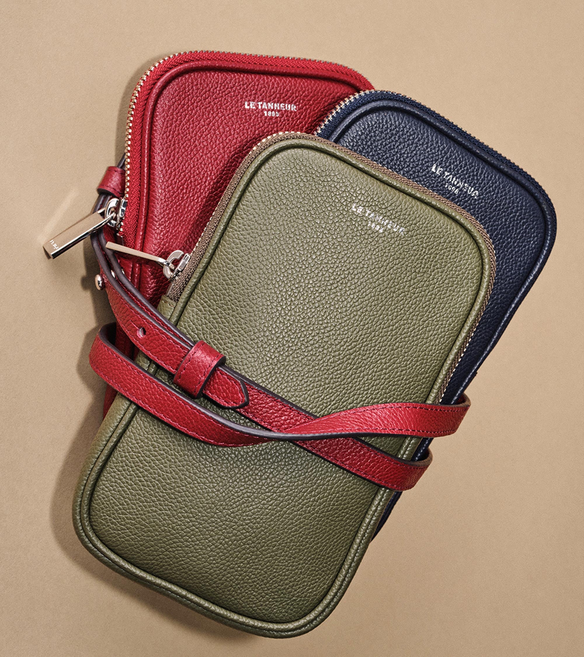 Handytasche aus genarbtem Leder