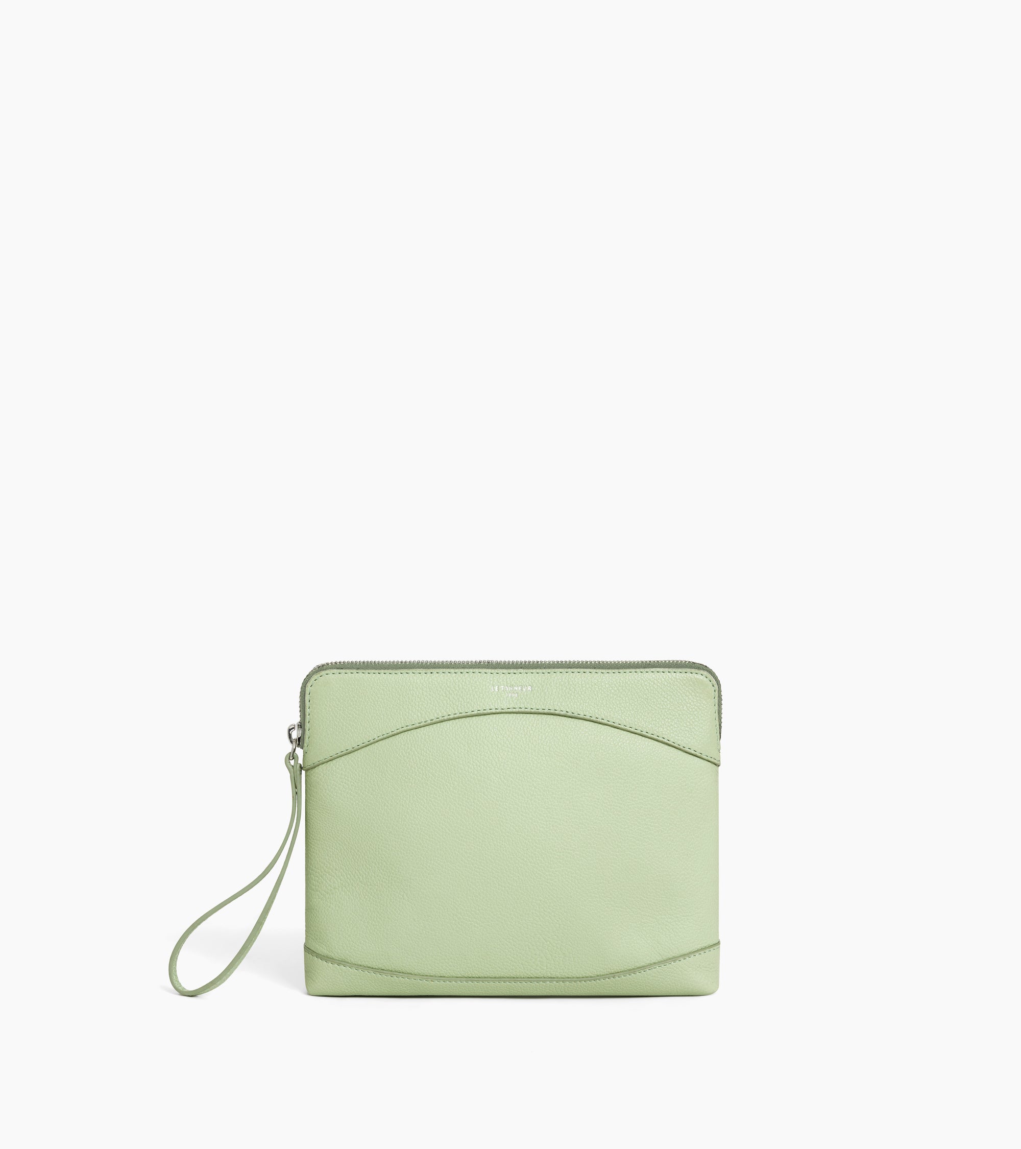 Pochette zippée en cuir grainé