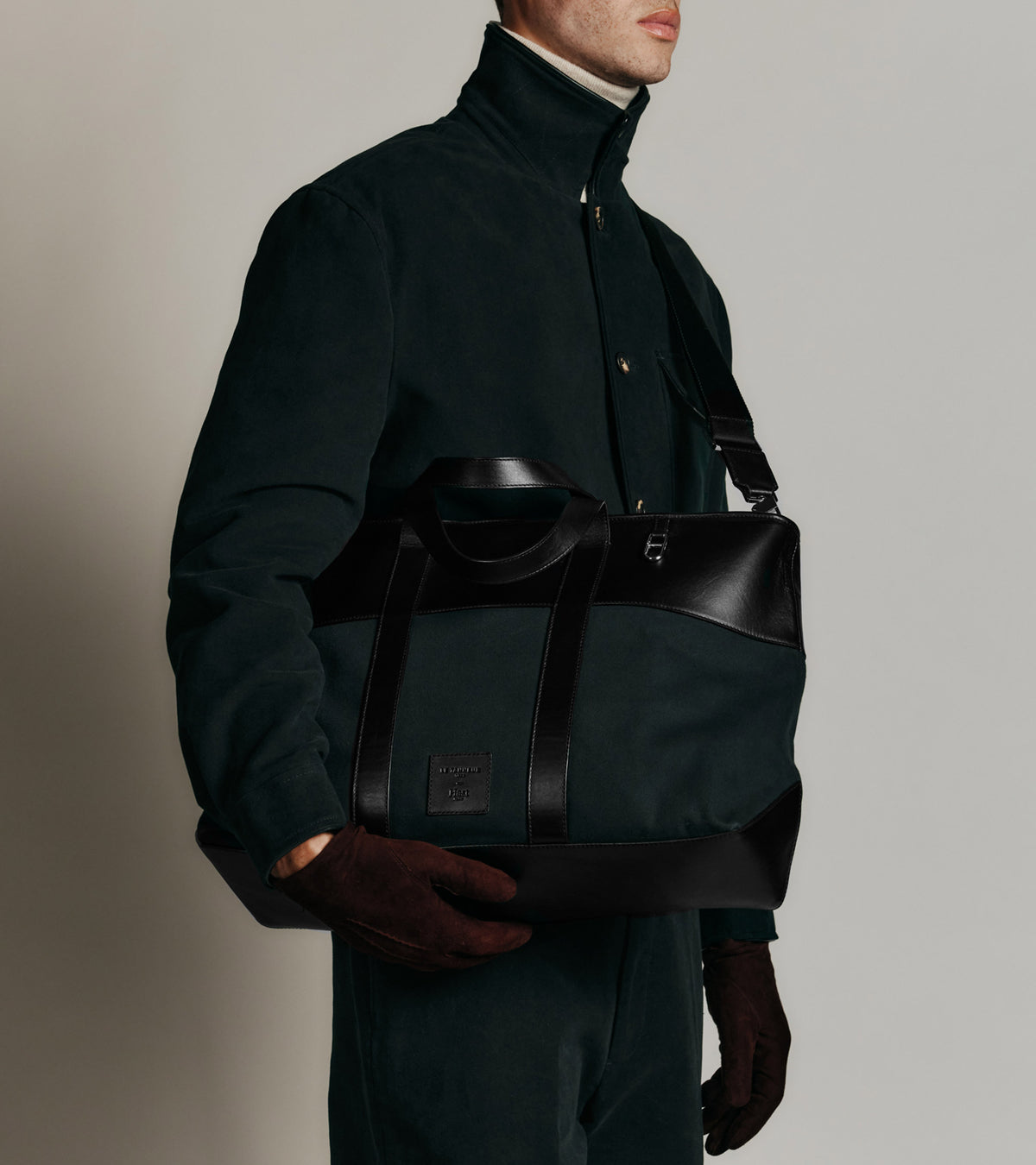 Blouson Le Tanneur x HAST en cuir lisse et toile coton