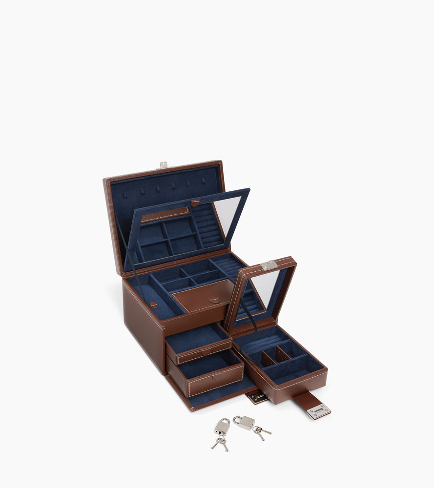 Grande boîte à bijoux en cuir