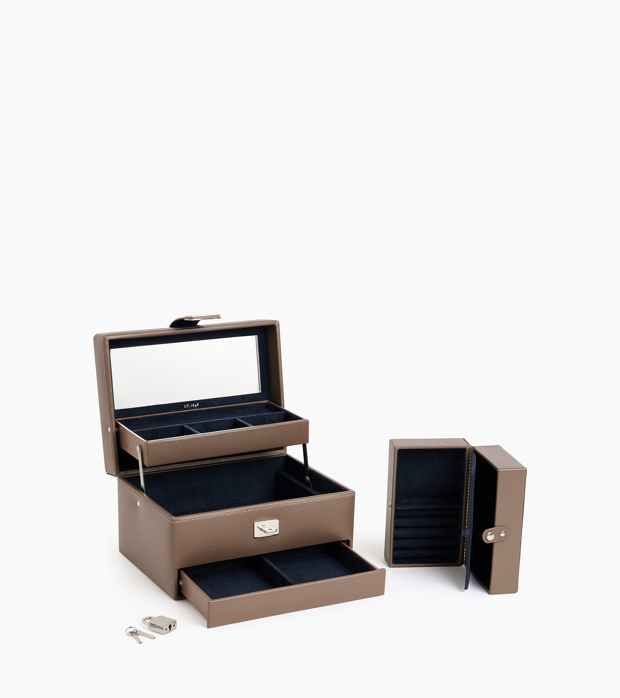 Medium automatic opening leather jewellery box