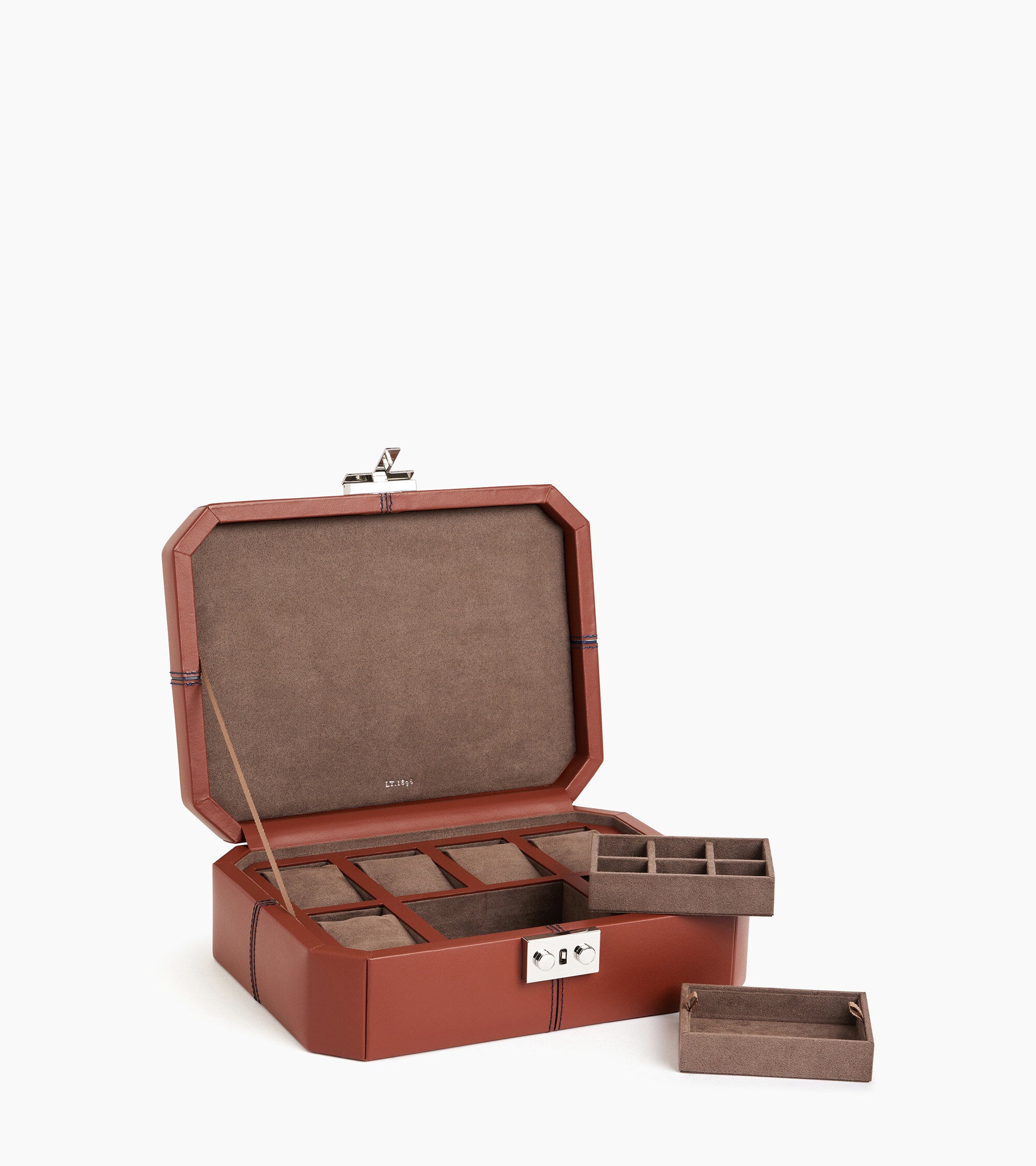 Leather box for 6 watches and cufflinks