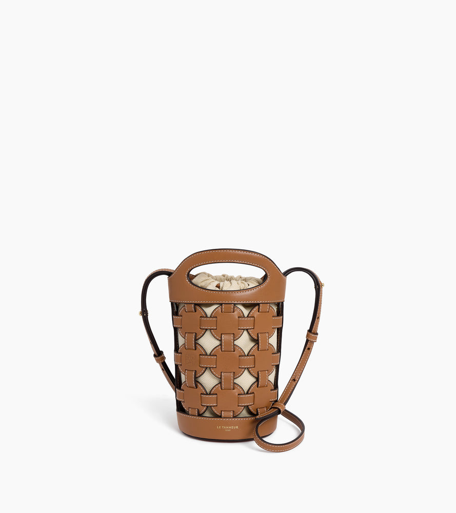 Maison Abelé bottle handle bag in canvas cotton and smooth leather