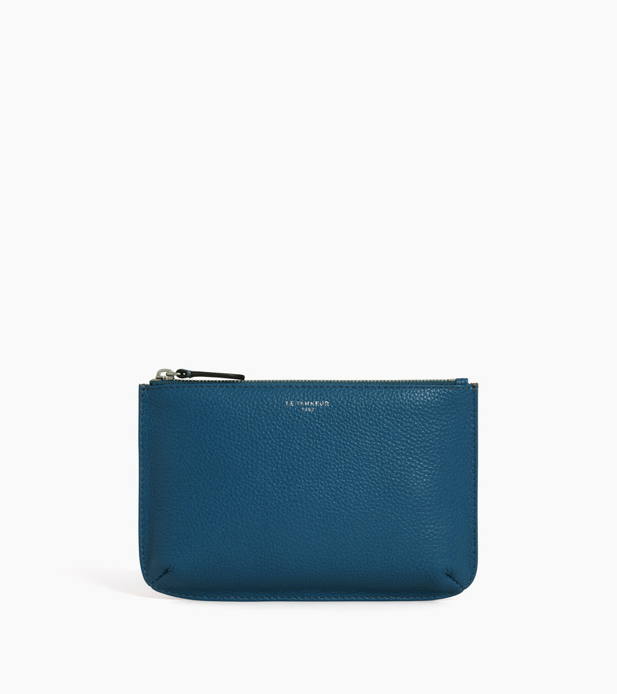 Pochette zippée petit modèle en cuir grainé