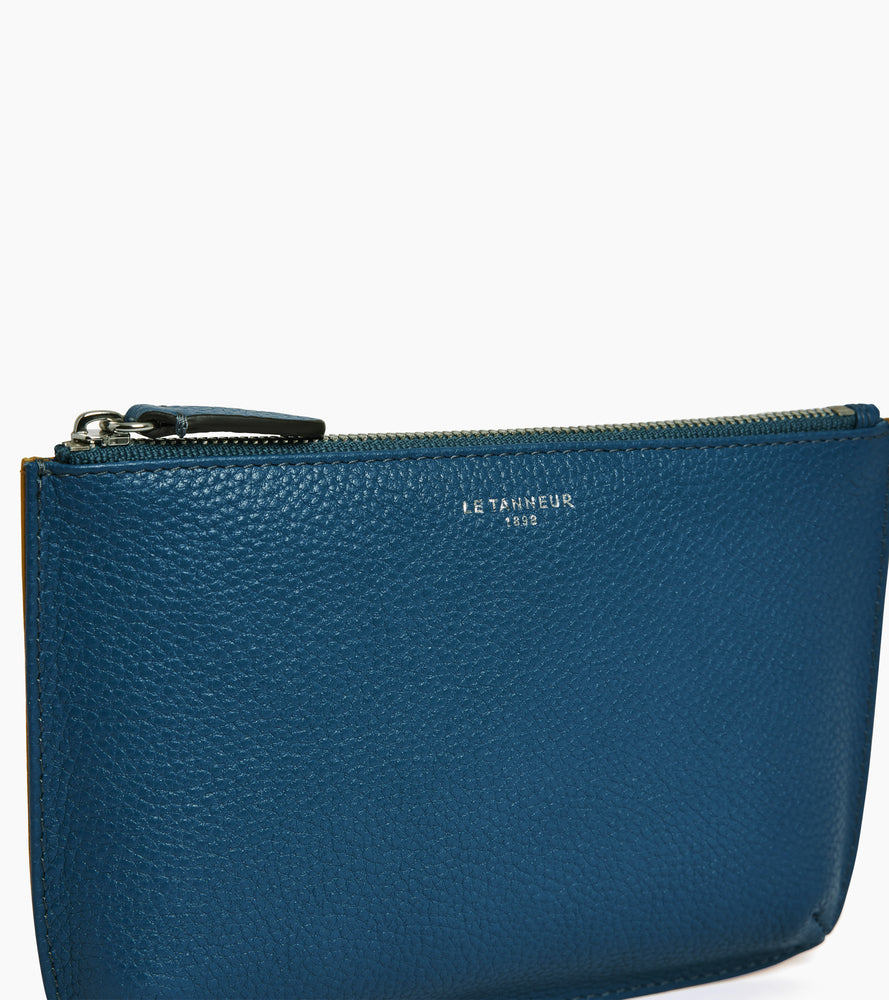 Pochette zippée petit modèle en cuir grainé