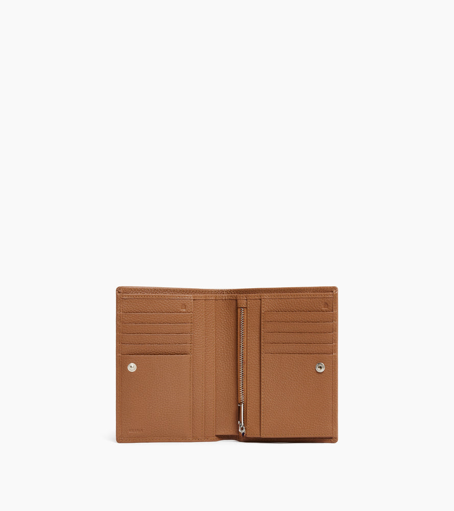 Cartera grande con cremallera Charles de cuero granulado