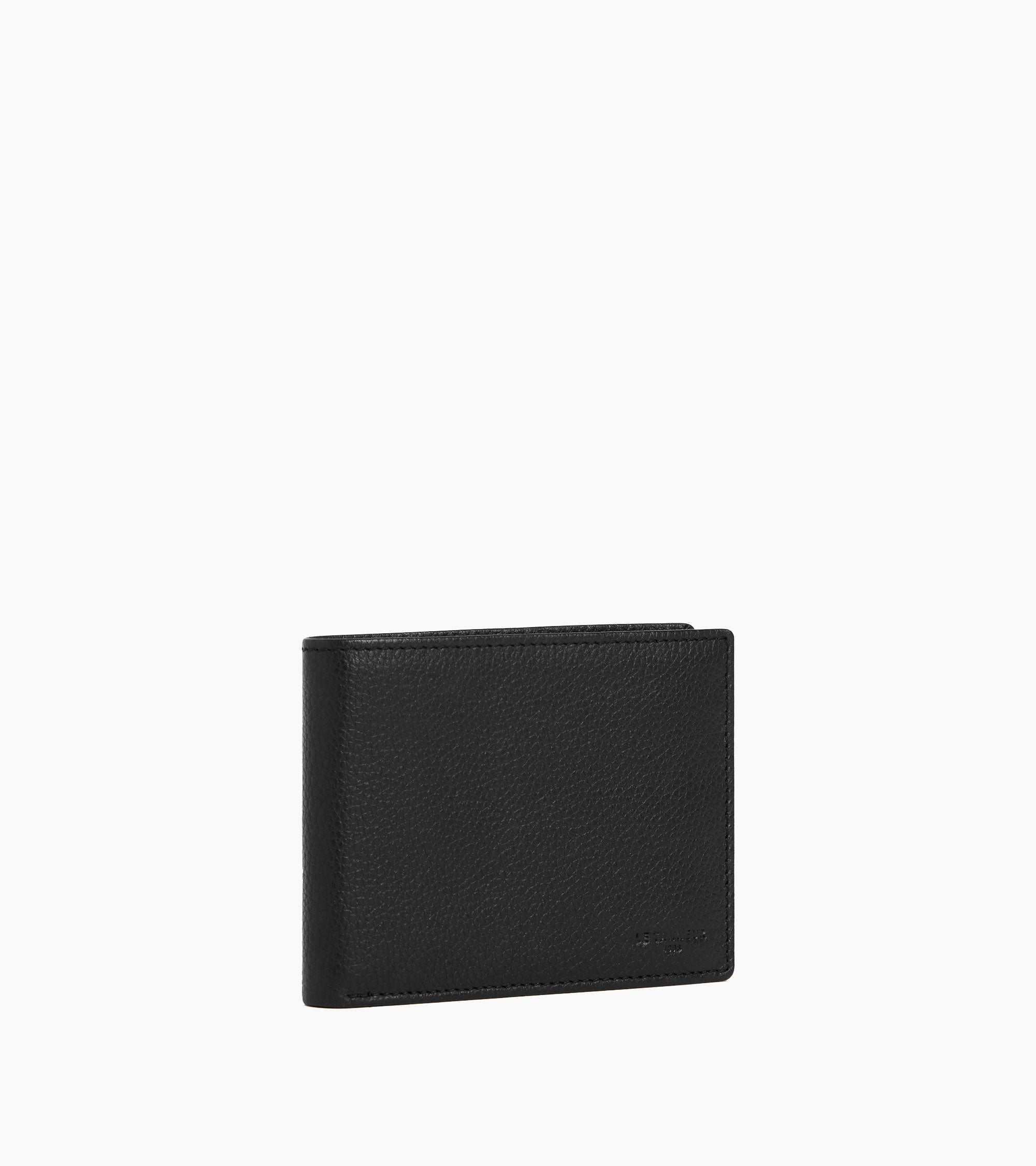 Charles horizontal, zipped wallet with 2 gussets in grained leather