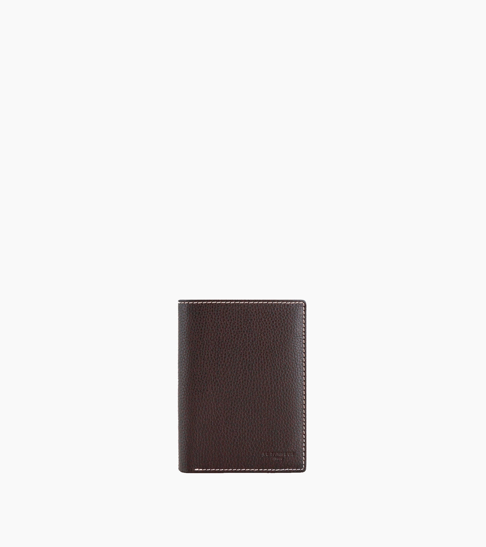Charles medium-sized, zipped wallet with 2 gussets in grained leather