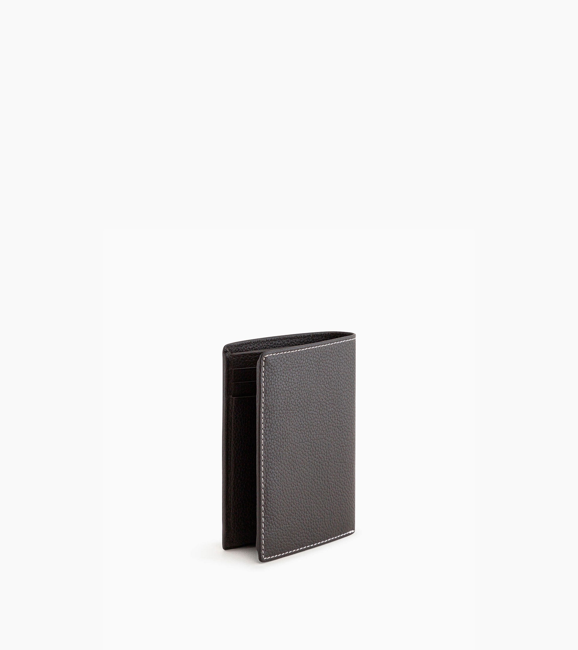 medium-sized, zipped wallet with 2 gussets in grained leather