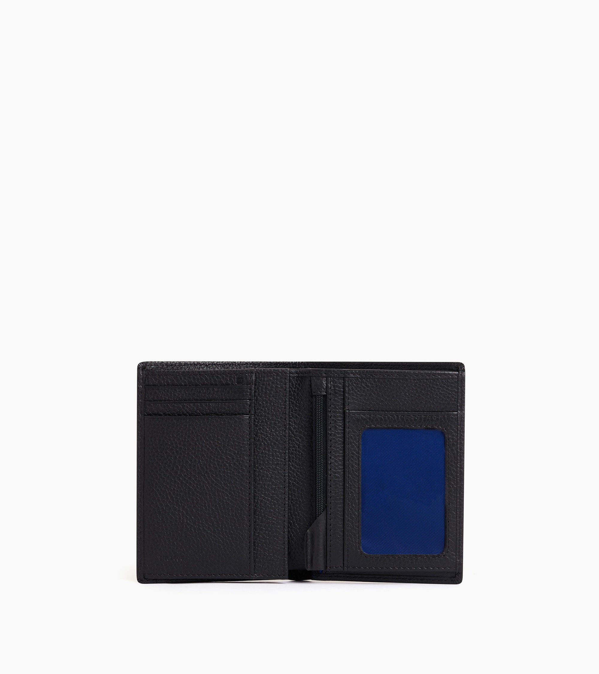 medium-sized, zipped wallet with 2 gussets in grained leather