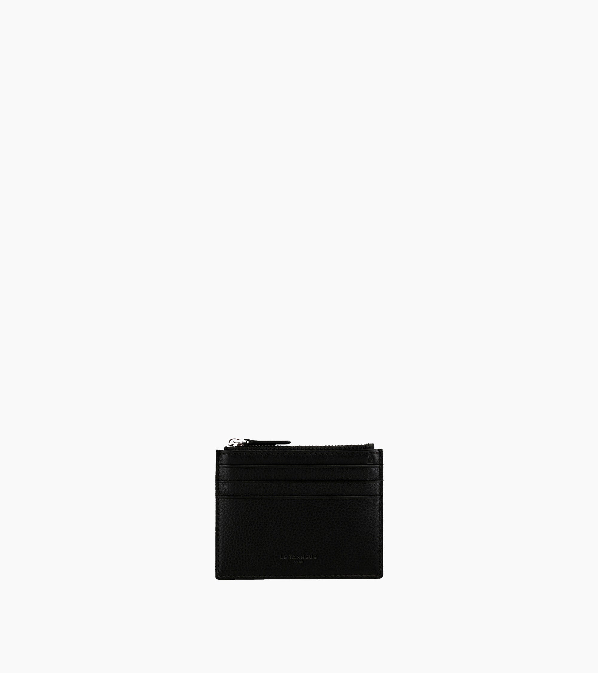 Zipped Charles pebbled leather cardholder