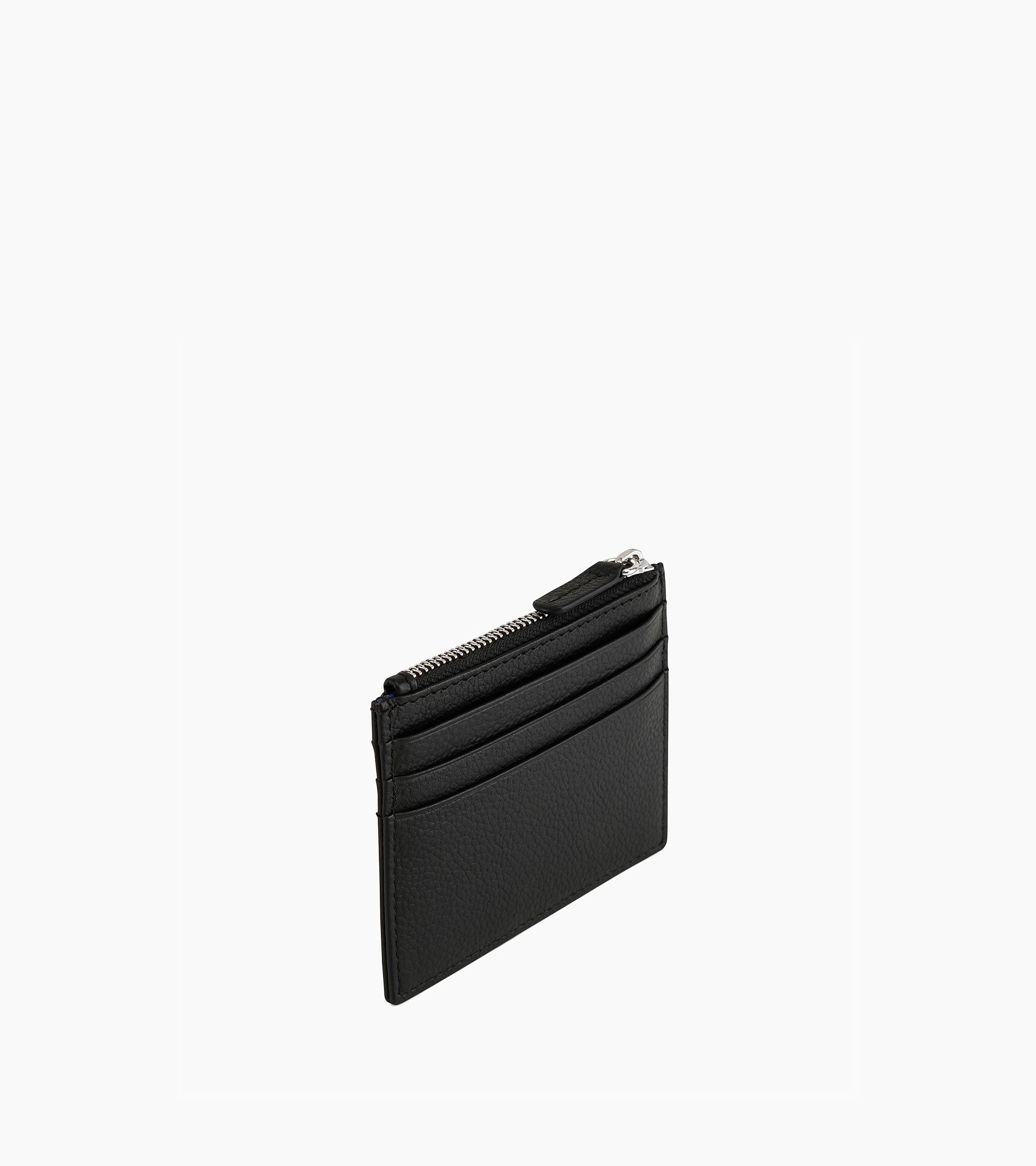 Zipped Charles pebbled leather cardholder