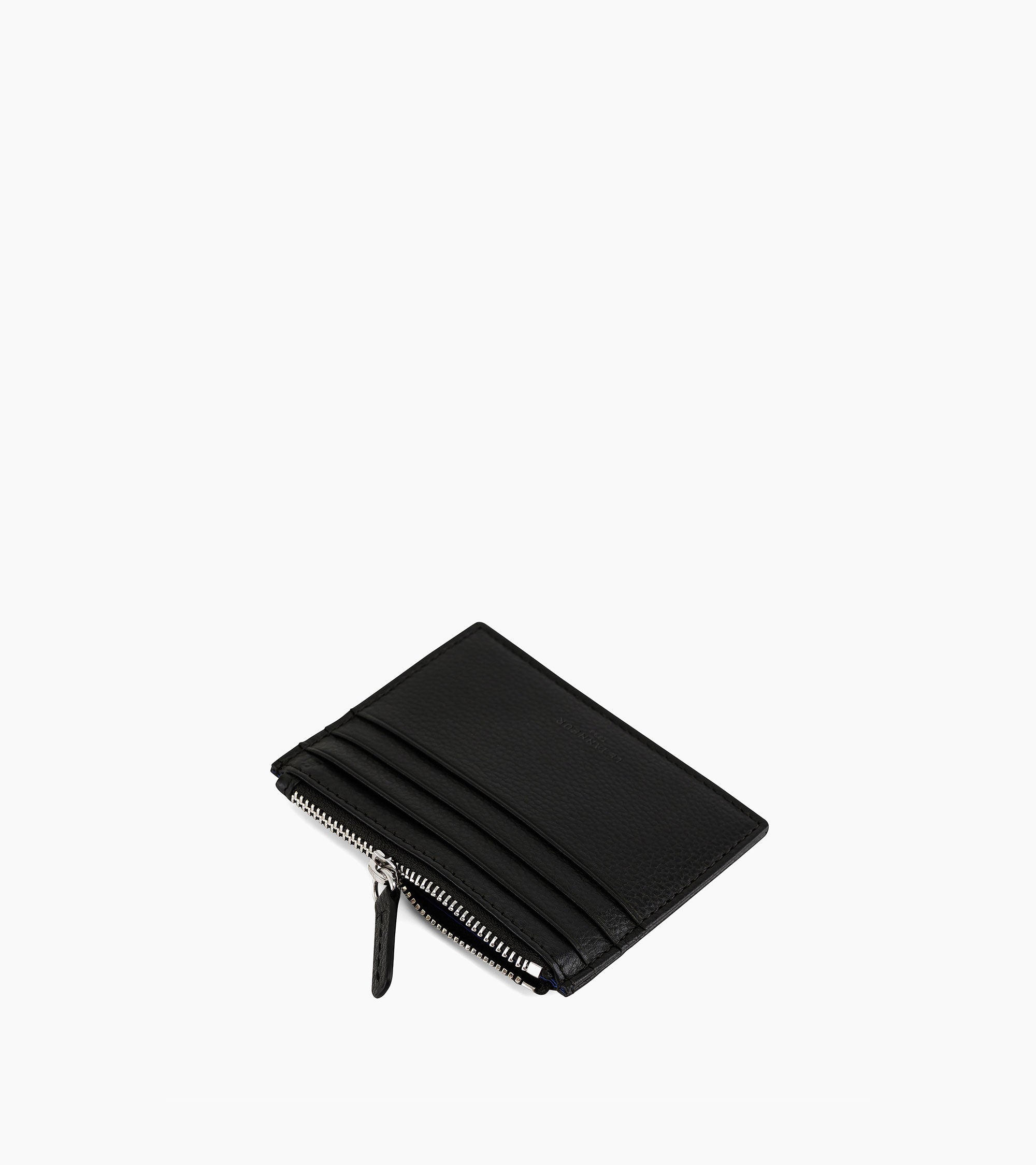 Zipped Charles pebbled leather cardholder