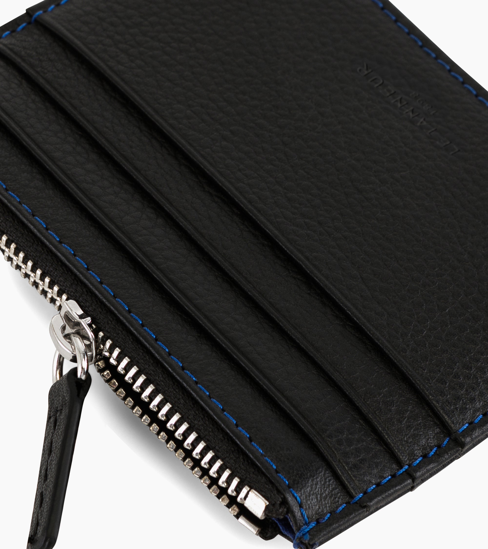 Zipped Charles pebbled leather cardholder