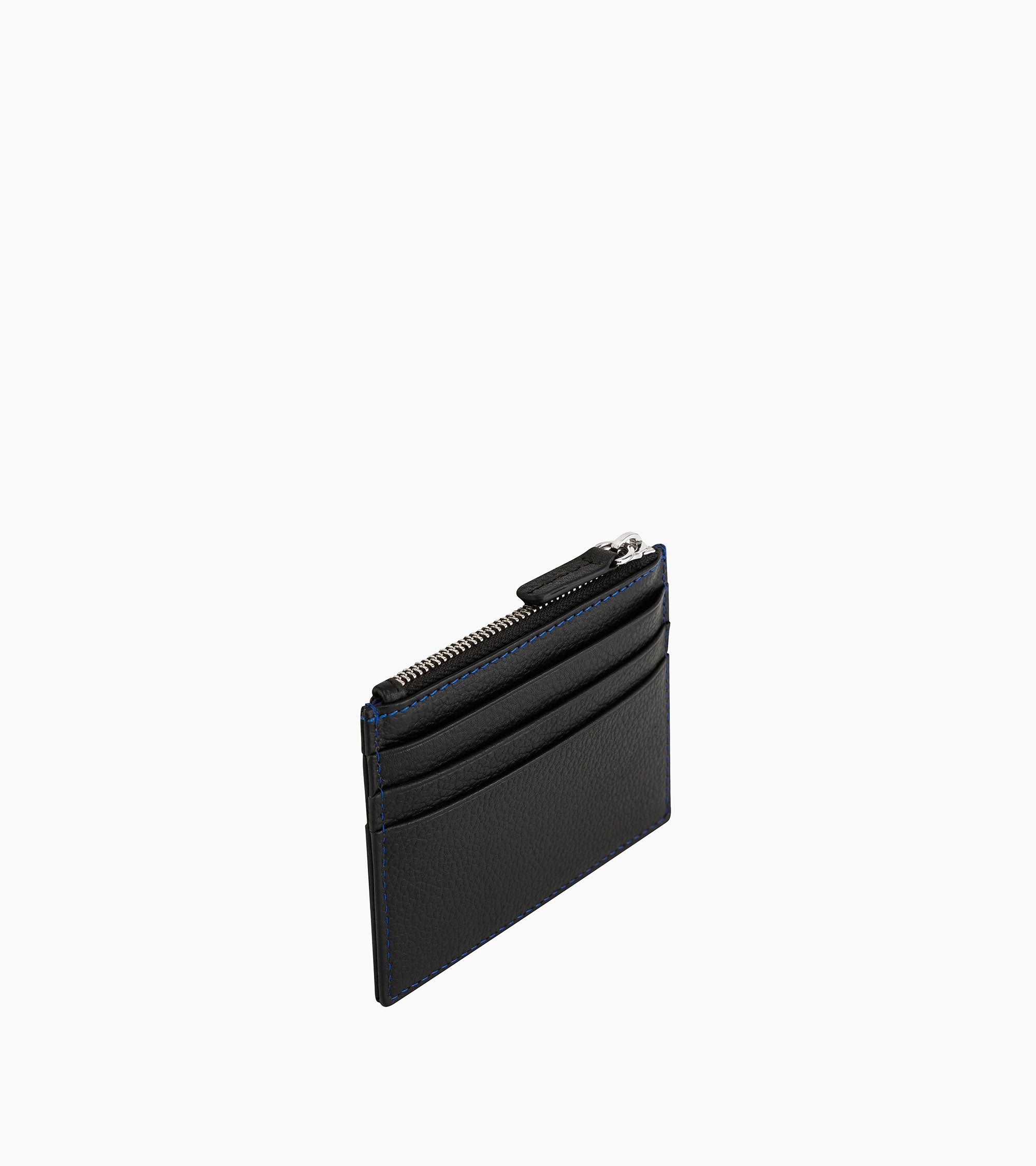 Zipped Charles pebbled leather cardholder