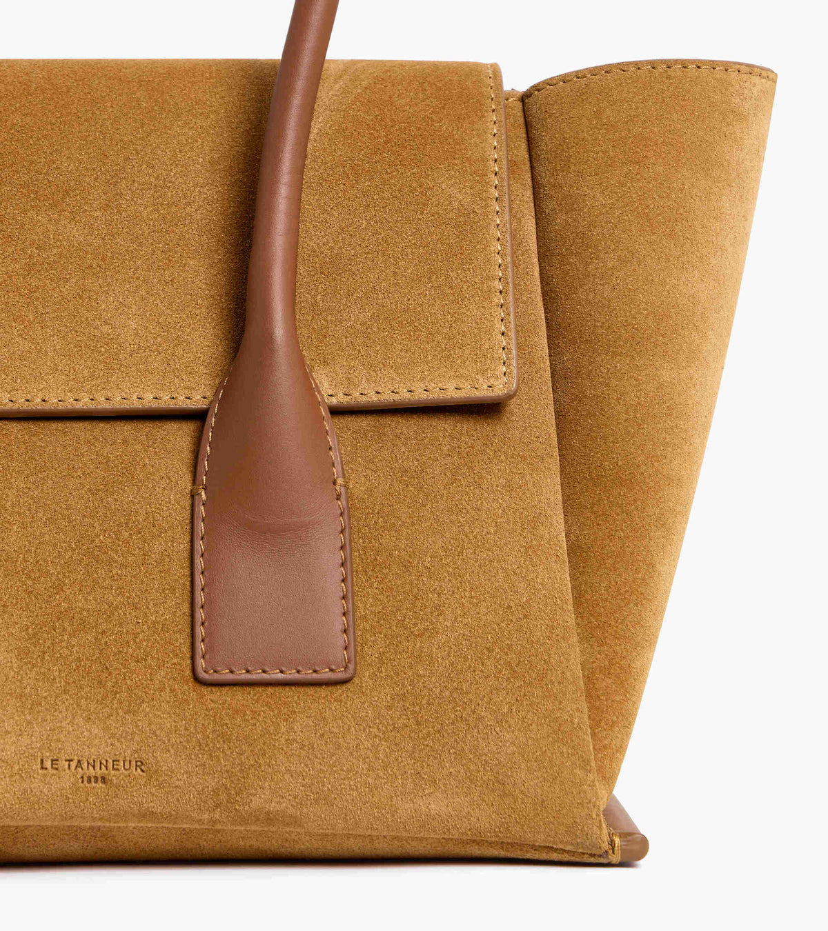 Mittelgroße Cabas-Tasche mit Klappe Elena aus Velours-Spaltleder