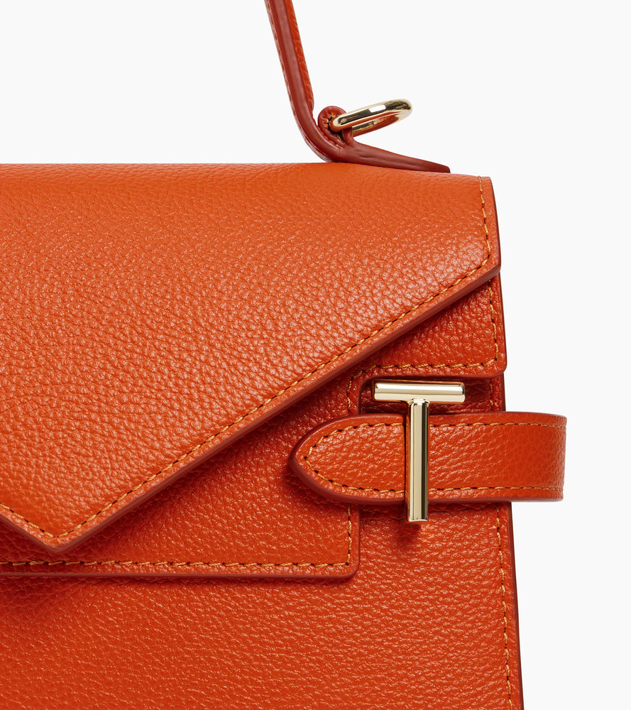 Petit sac à main double rabat Emilie en cuir grainé