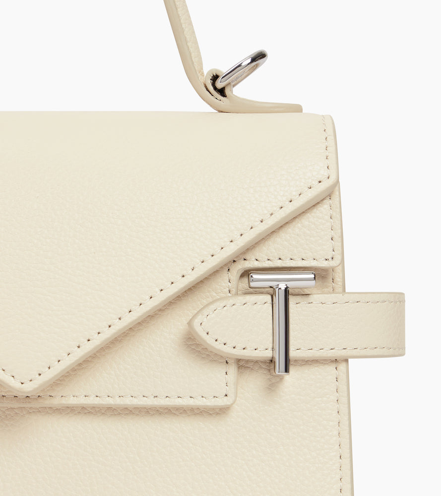 Petit sac à main double rabat Emilie en cuir grainé