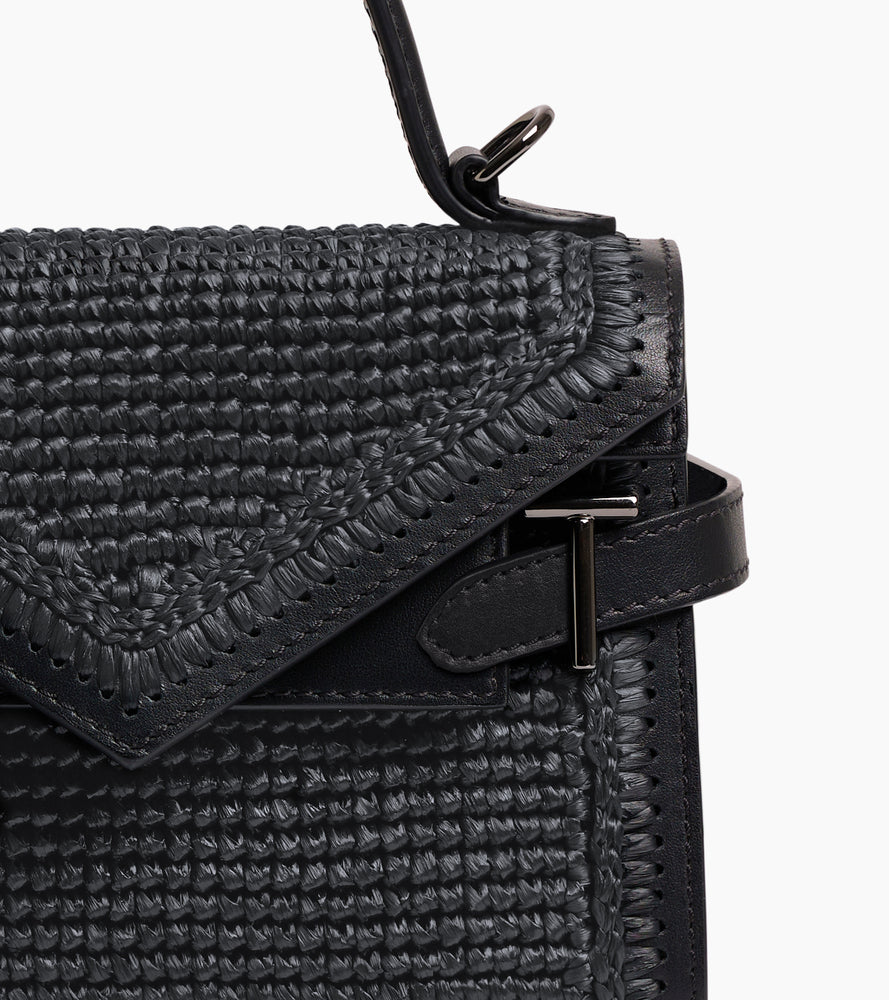 Kleine Handtasche Emilie mit doppeltem Umschlag, aus Glattleder in Raffia-Optik