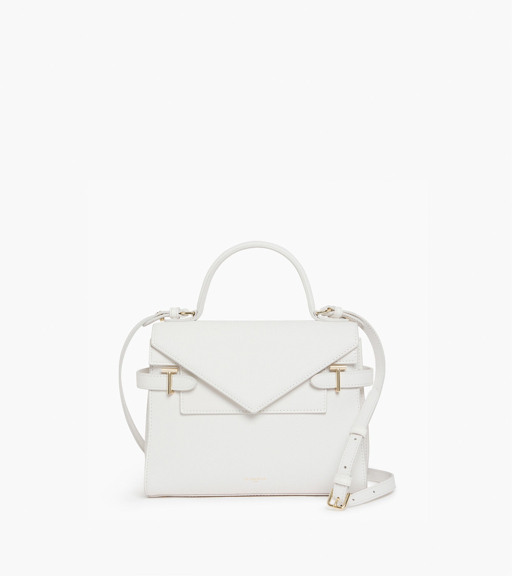 Emilie medium double flap handbag model in T signature leather