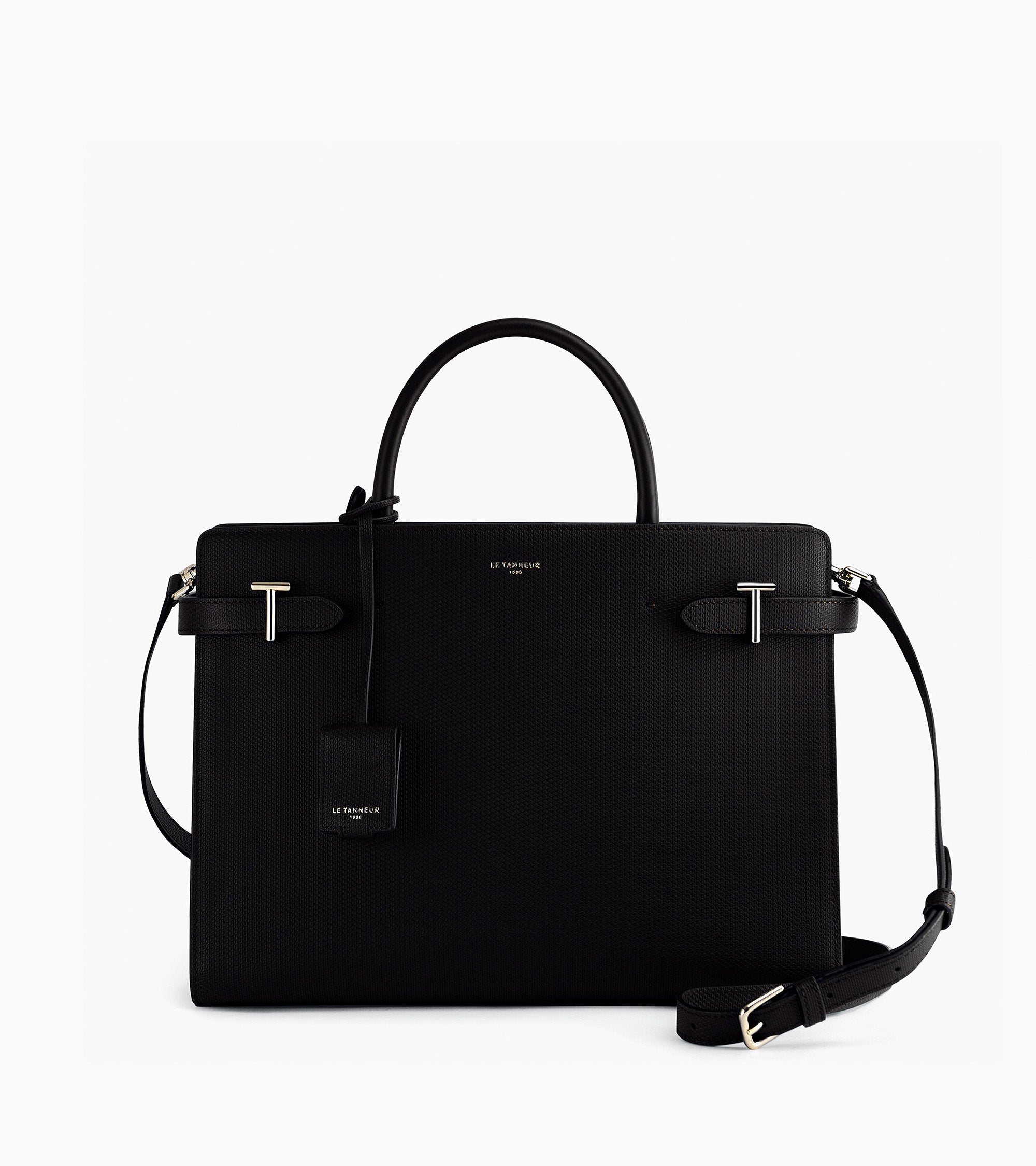 Large Emilie T signature leather handbag
