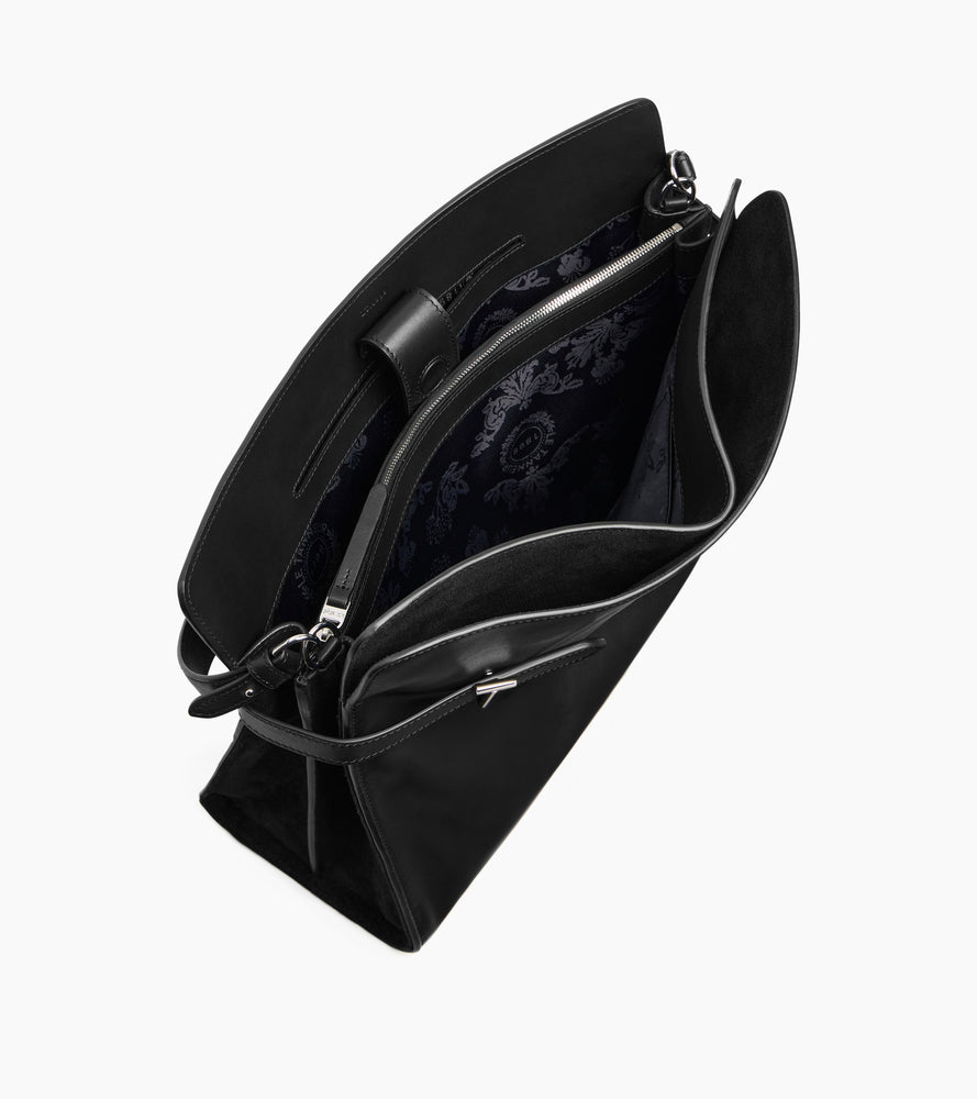 Schultertasche Maxi-Modell Emie aus glattem Leder und Nubukleder