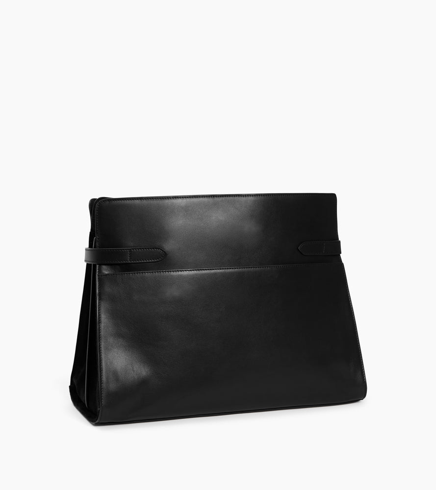 Schultertasche Maxi-Modell Emie aus glattem Leder und Nubukleder