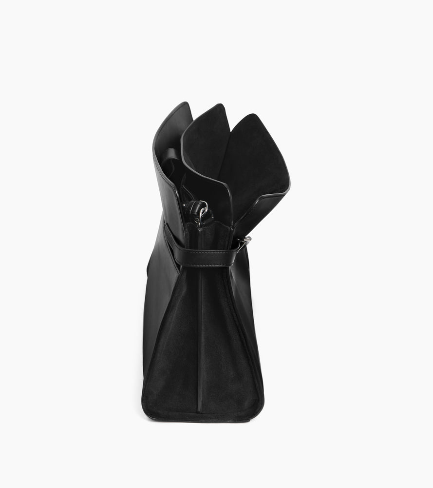 Schultertasche Maxi-Modell Emie aus glattem Leder und Nubukleder