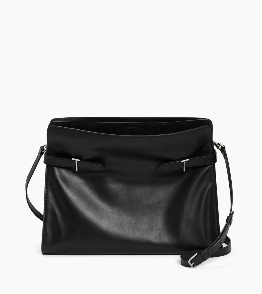 Schultertasche Maxi-Modell Emie aus glattem Leder und Nubukleder
