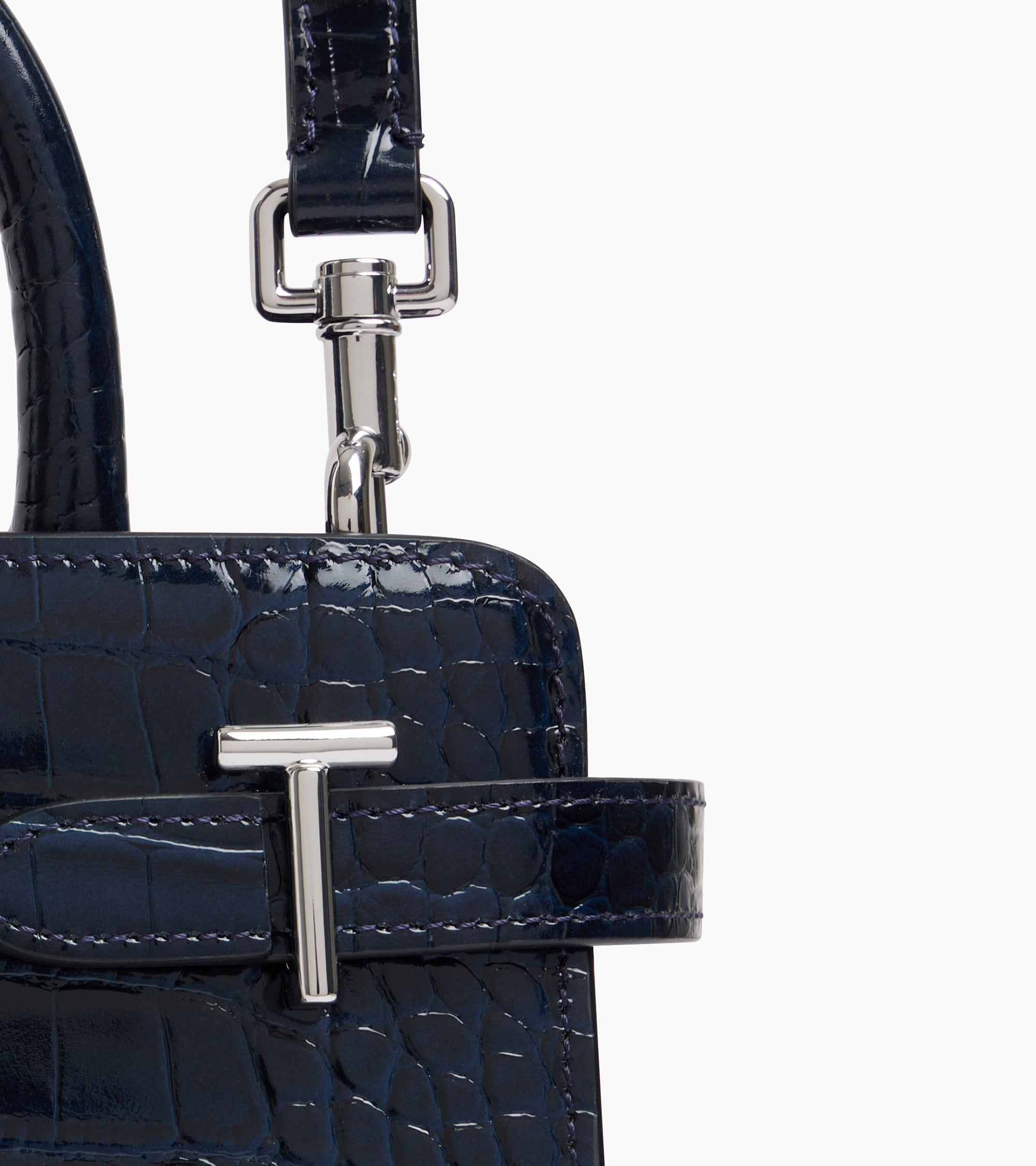 Emilie small handbag in crocodile-embossed leather