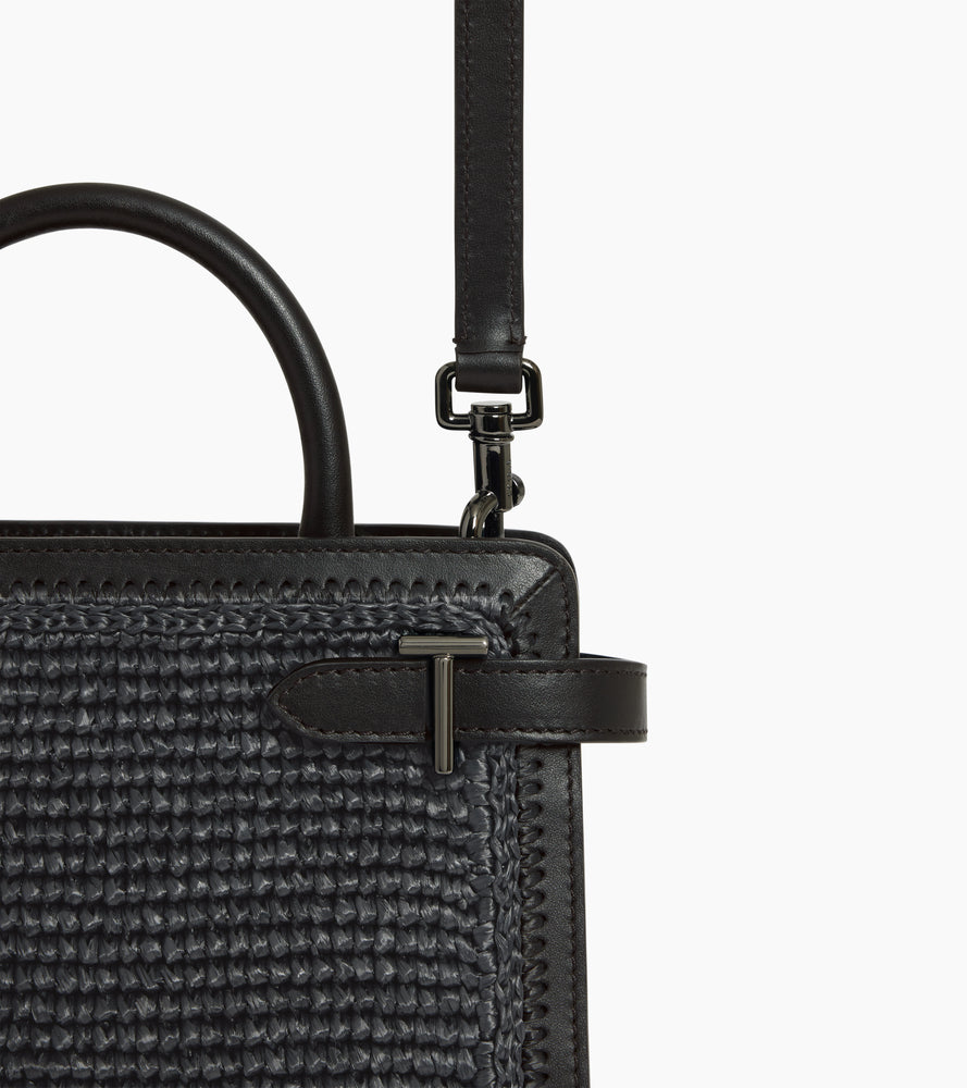 Kleine Handtasche Emilie aus Glattleder in Raffia-Optik