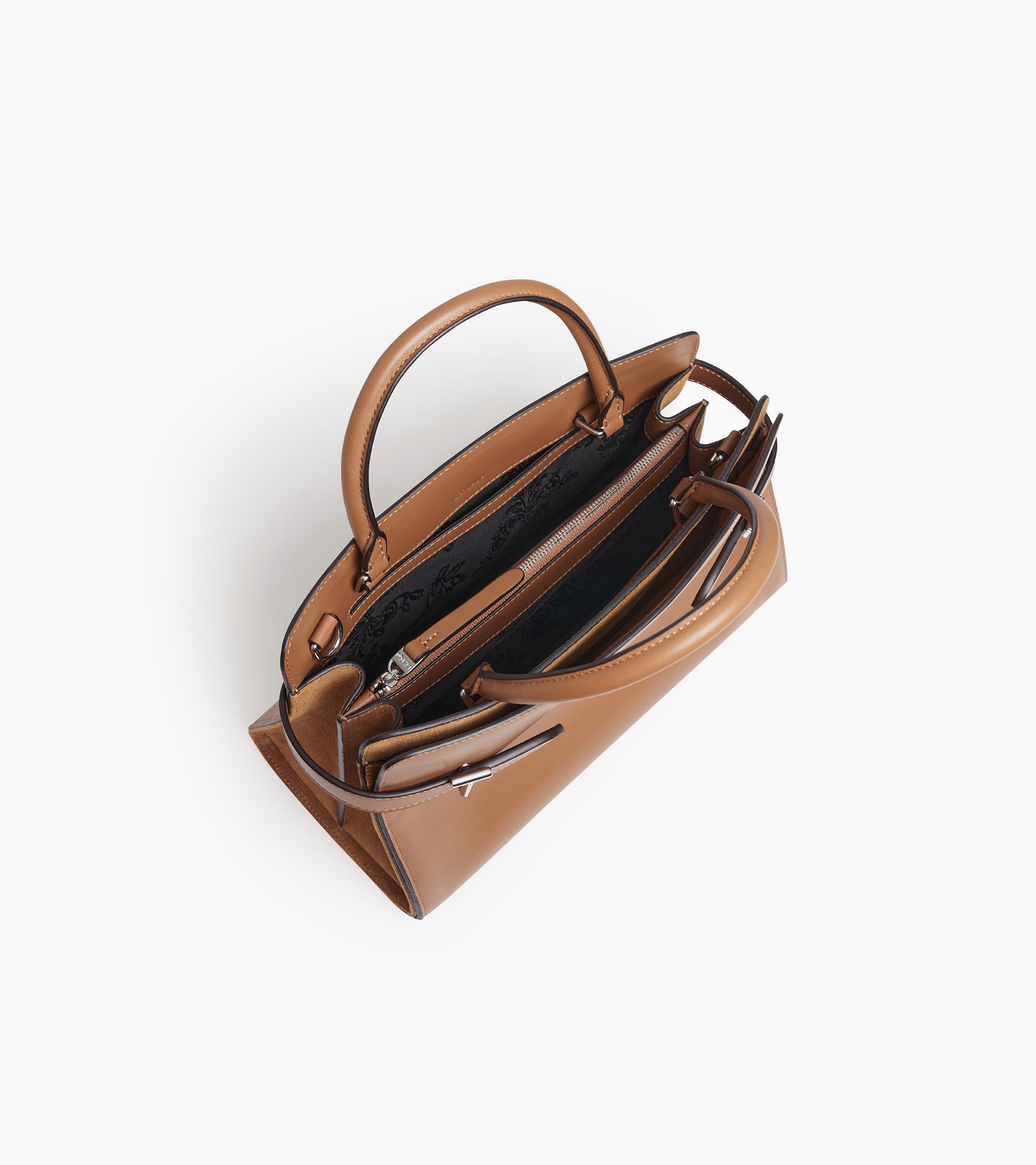 Emie medium handbag in smooth leather and suede