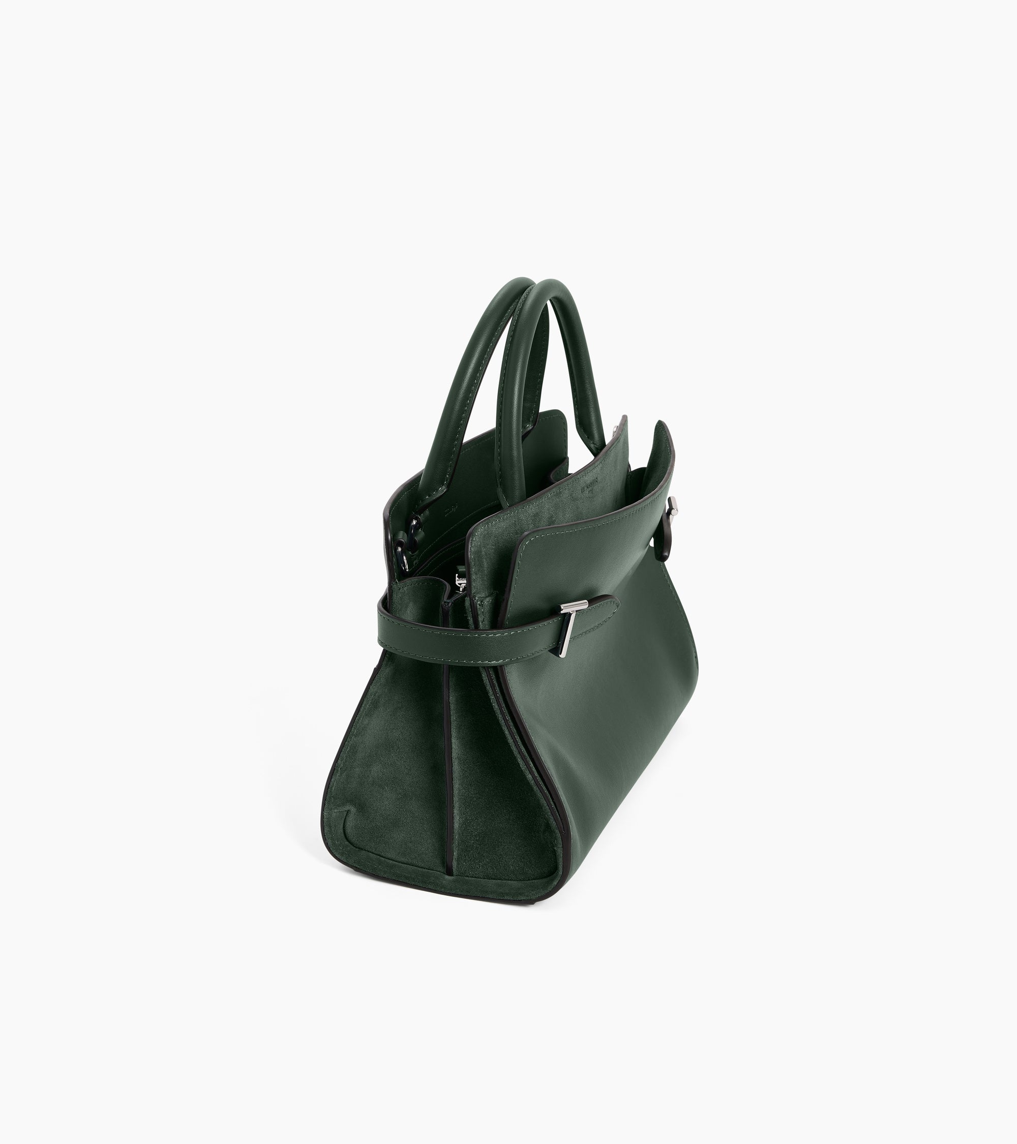 Bolso mediano Emie de piel lisa y serraje con acabado de terciopelo