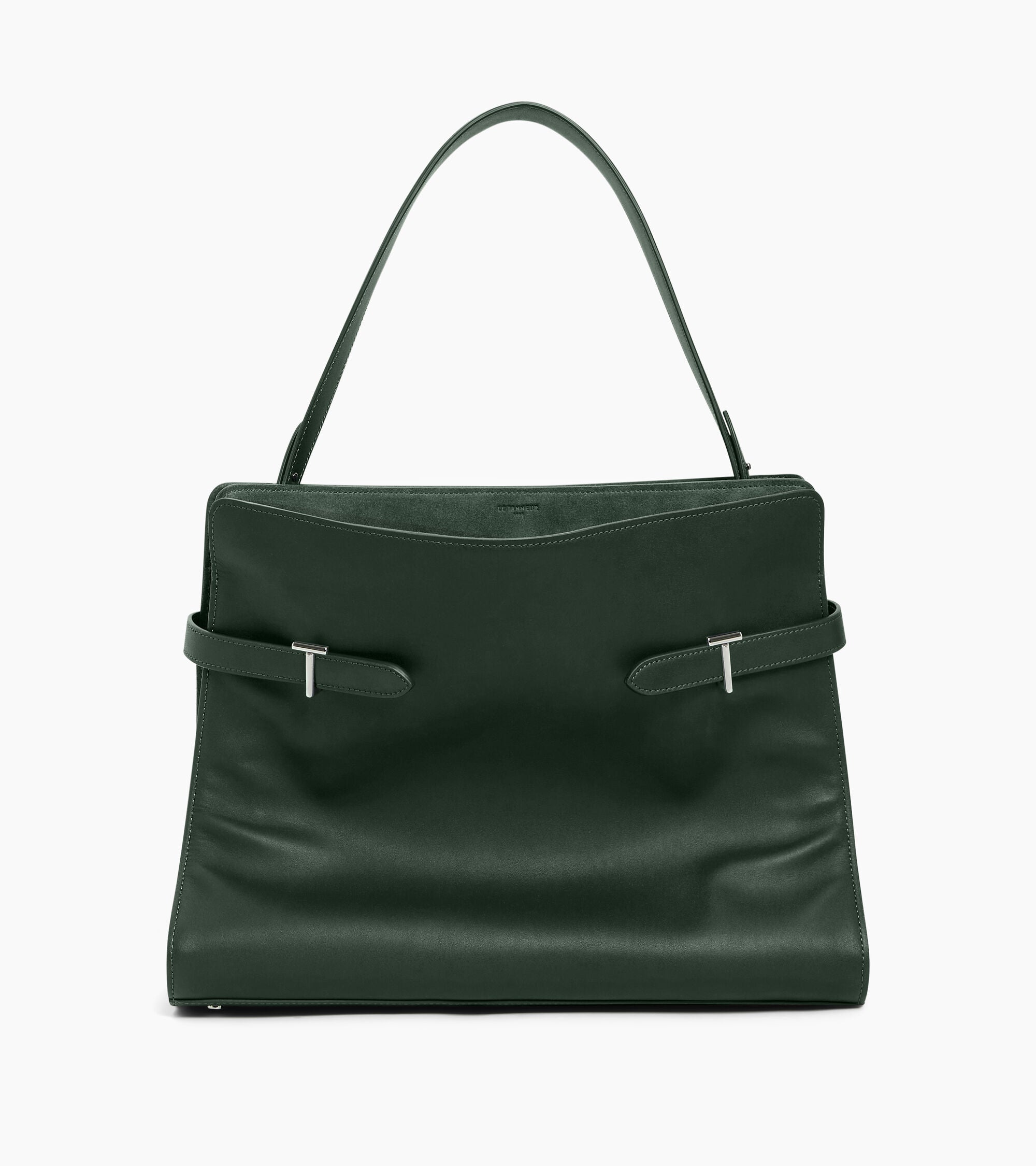 Sac porté épaule modèle maxi Emie en cuir lisse et refente de velours