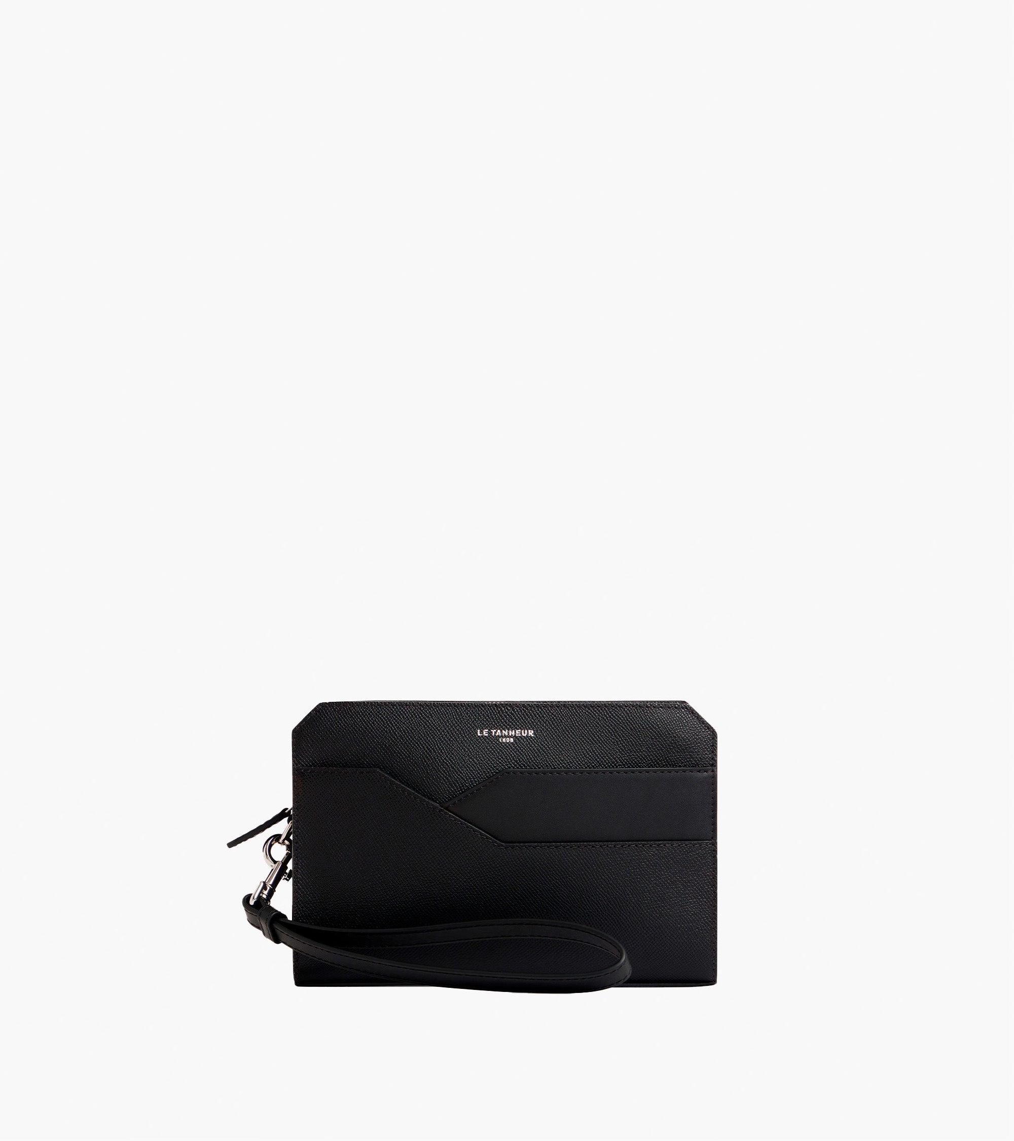 Gaston pouch with strap in cross-grain leather