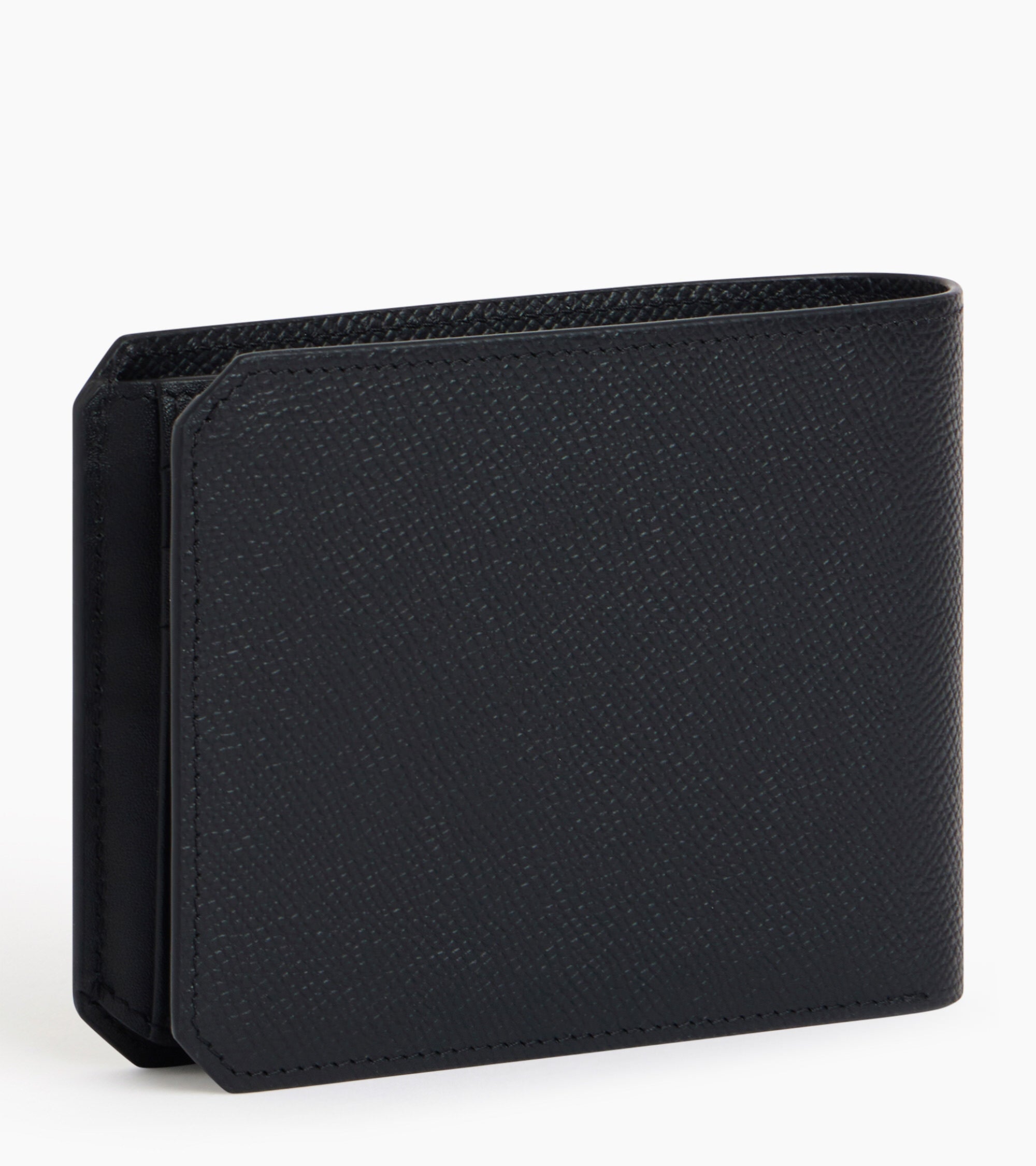 Gaston horizontal wallet 2 flaps in cross grain leather