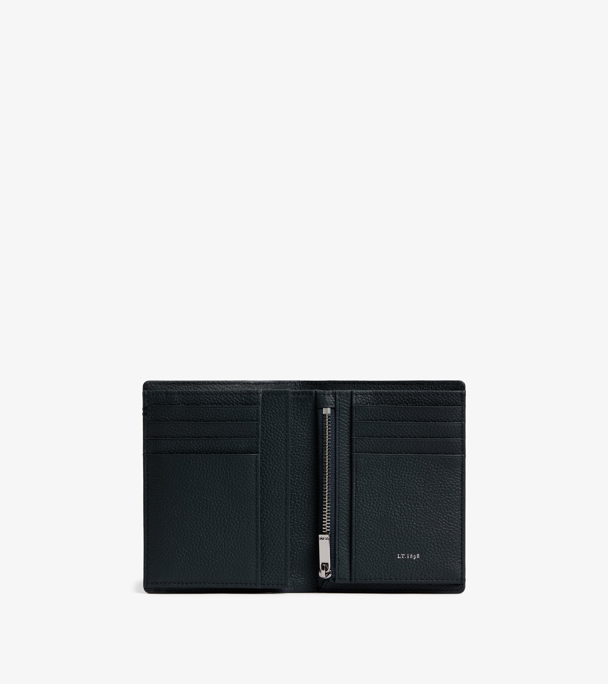 Lucien グレインレザー ファスナー付き スモール 縦型 二つ折り財布