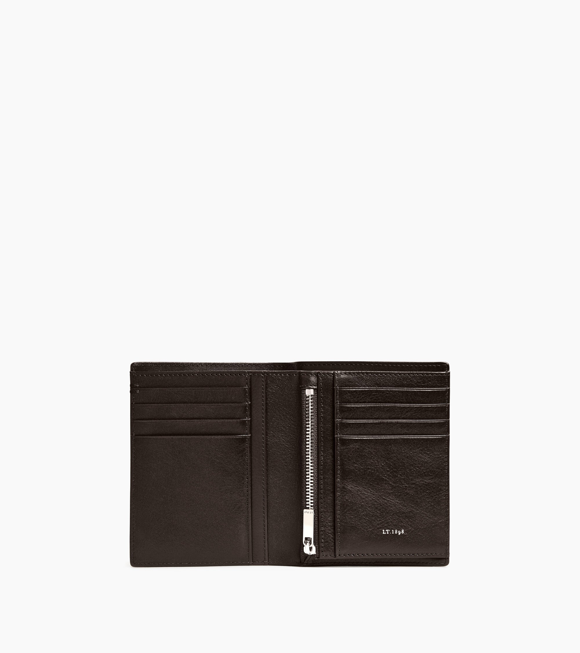 Cartera vertical con cremallera Lucien de piel engrasada