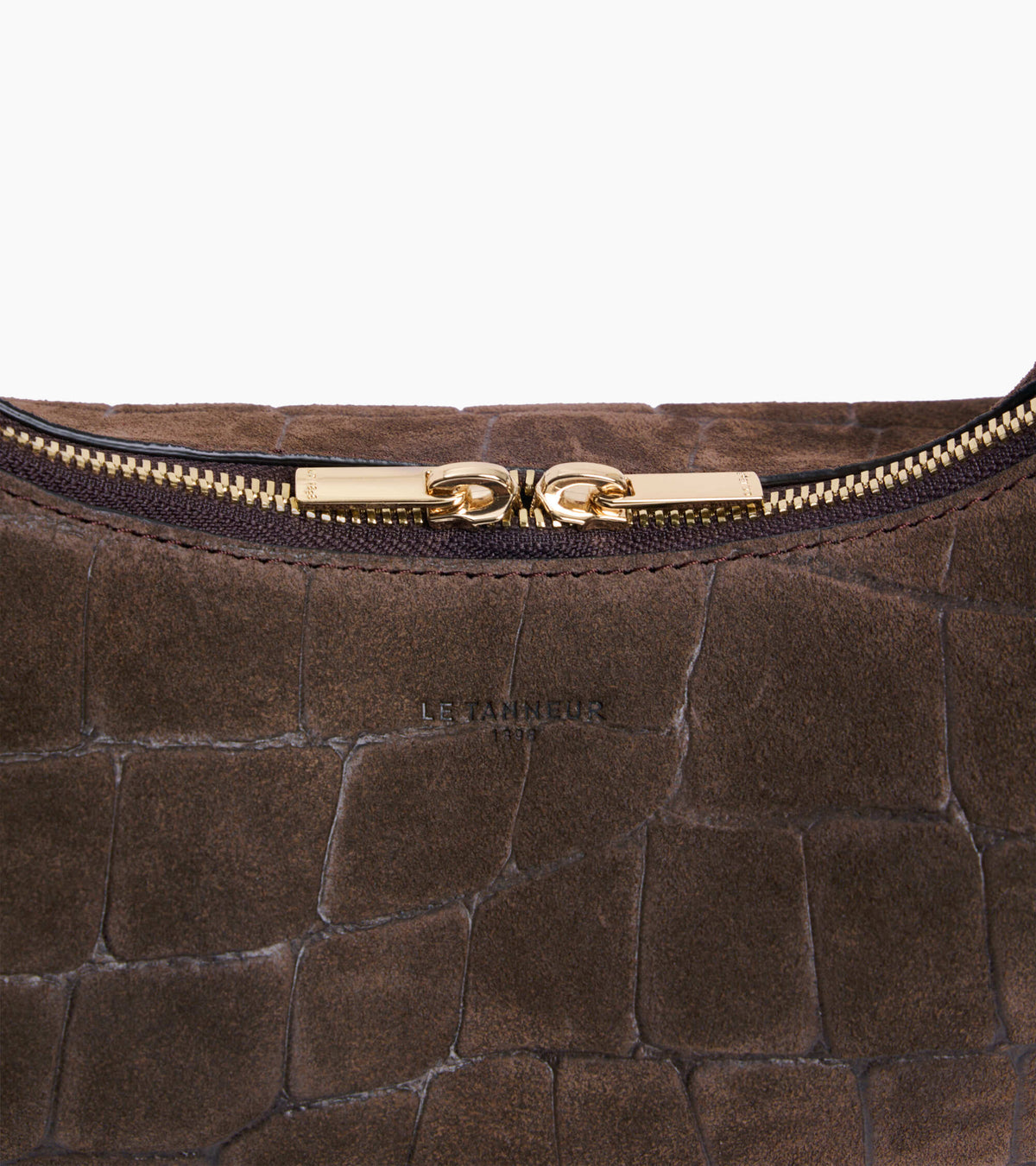 Kleine Hobo-Tasche Juliette aus geprägtem Velours-Spaltleder in Krokodilleder-Optik